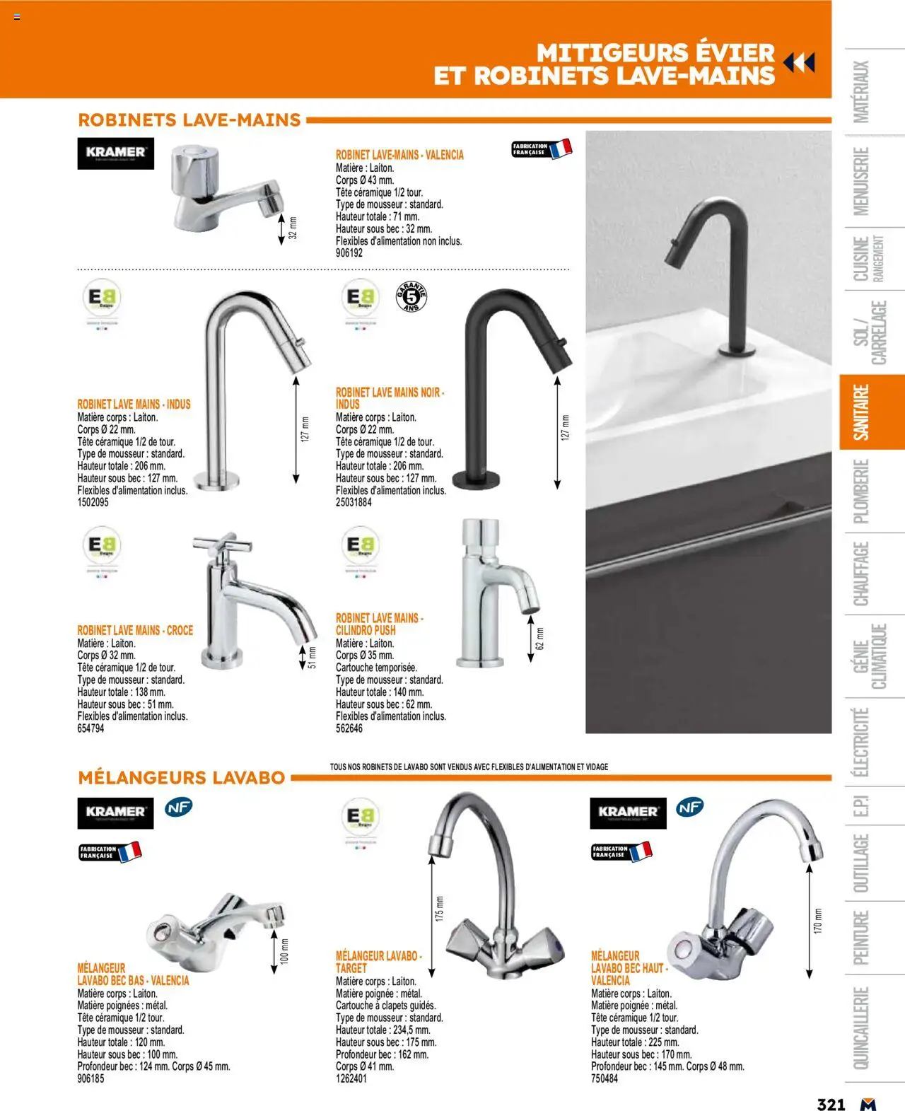  | Page: 321 | Produits: Robinet, Poignées, Lavabo, Cartouche