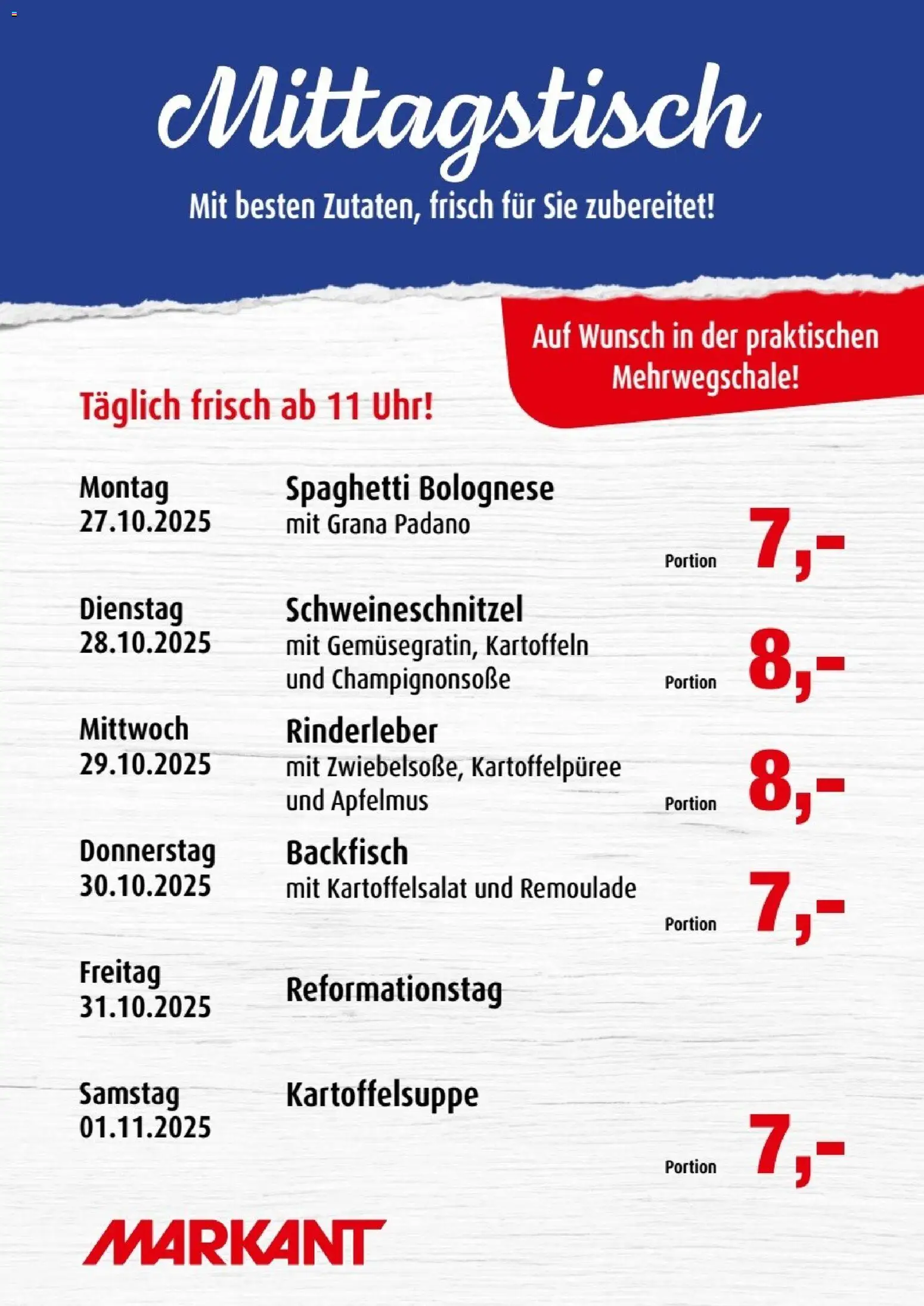Markant  Mittagstisch – gültig ab 27.10.2025 | Seite: 1