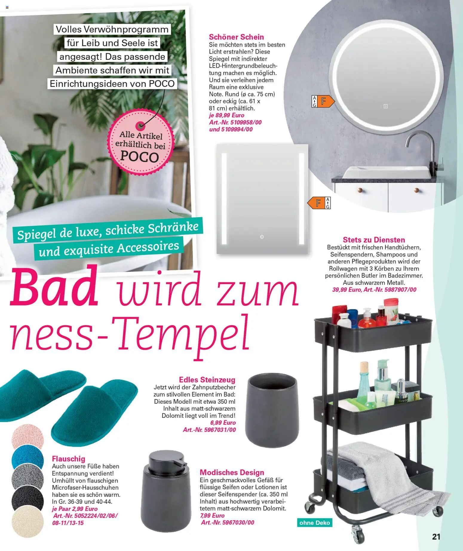 Poco Wohnwelt Winter 2025 – gültig ab 01.12.2025 | Seite: 21 | Produkte: Bad, Spiegel, Seifenspender