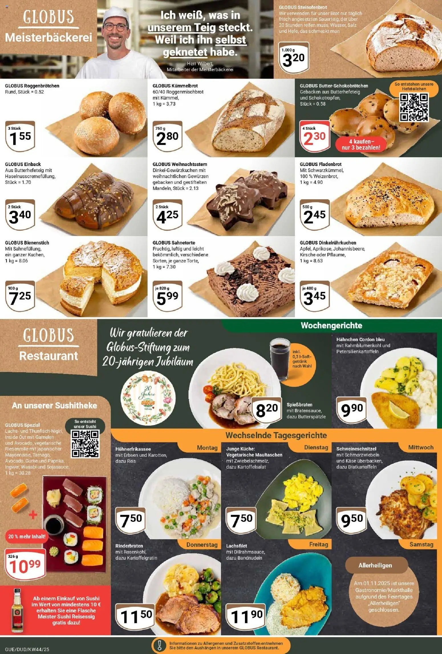 Globus prospekt Saarbrücken-Güdingen	 – gültig ab 26.10.2025 | Seite: 7 | Produkte: Hahnchen, Käse, Garnelen, Brot