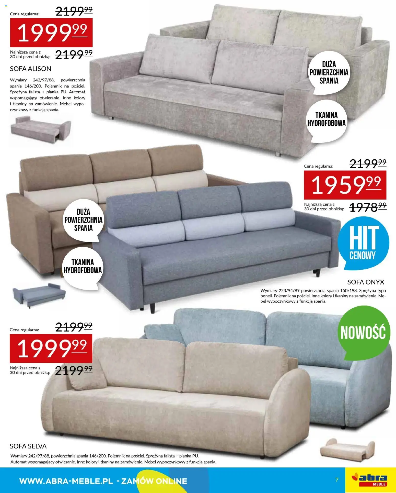 Abra meble Gazetka od 09.01.2026 | Strona: 7 | Produkty: Sofa