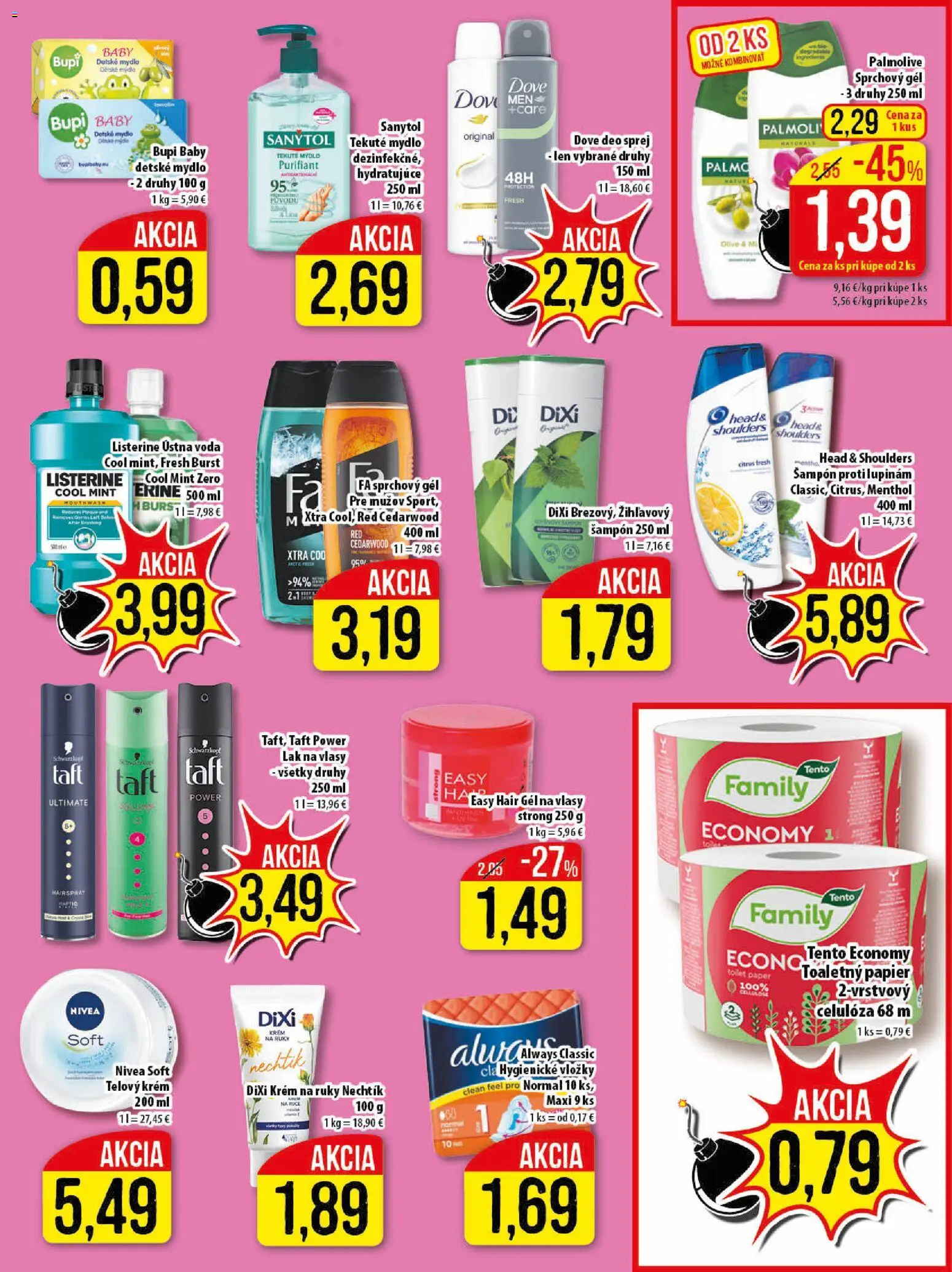 Nové Klas akcie – leták je platný od 30.03.2026 | Strana: 22 | Produkty: Toaletný papier, Lak na vlasy, Ústna voda, Krém