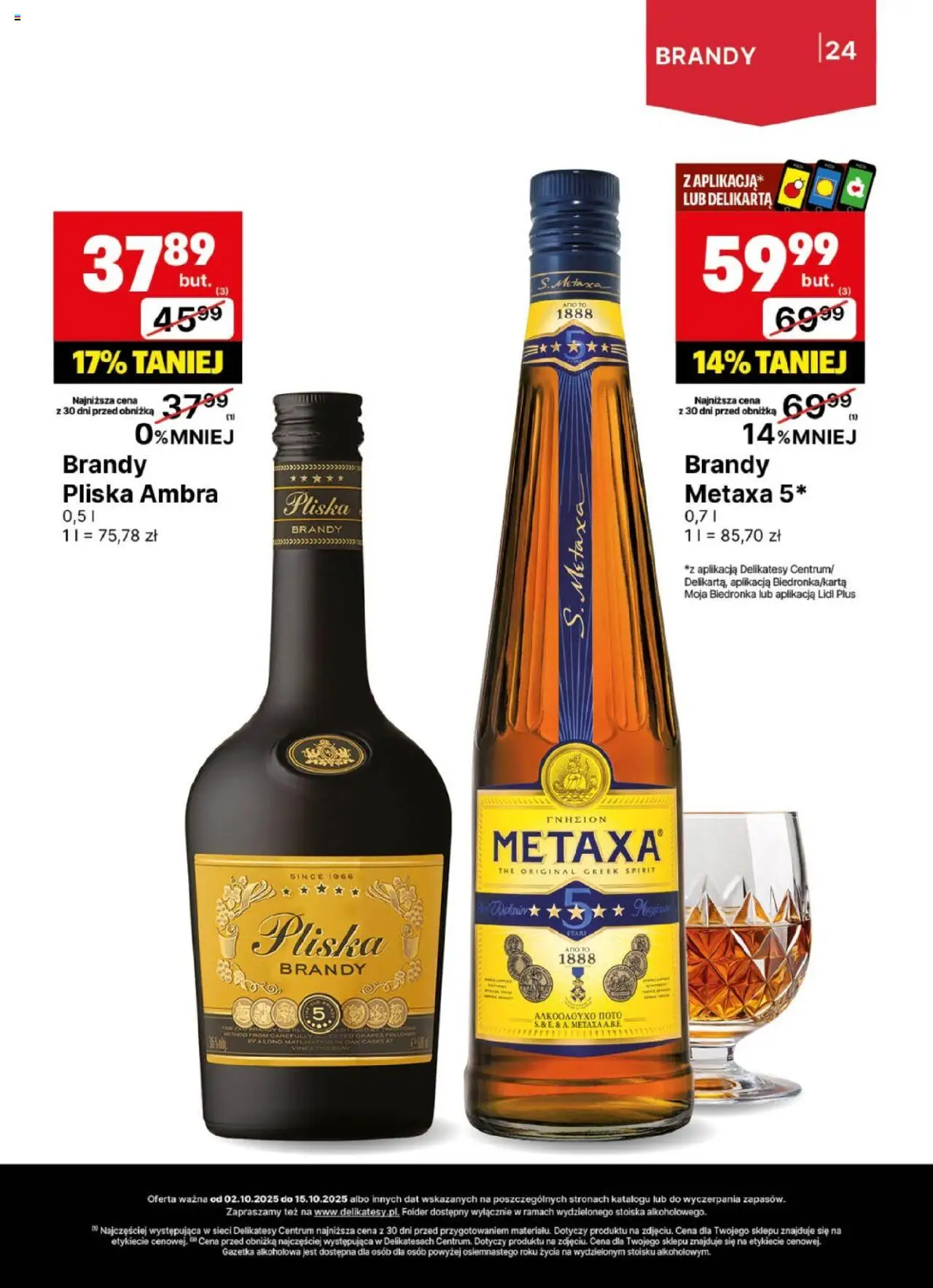 Delikatesy Centrum Gazetka - DeliBarek od 02.10.2025 | Strona: 24 | Produkty: Metaxa, Delikatesy