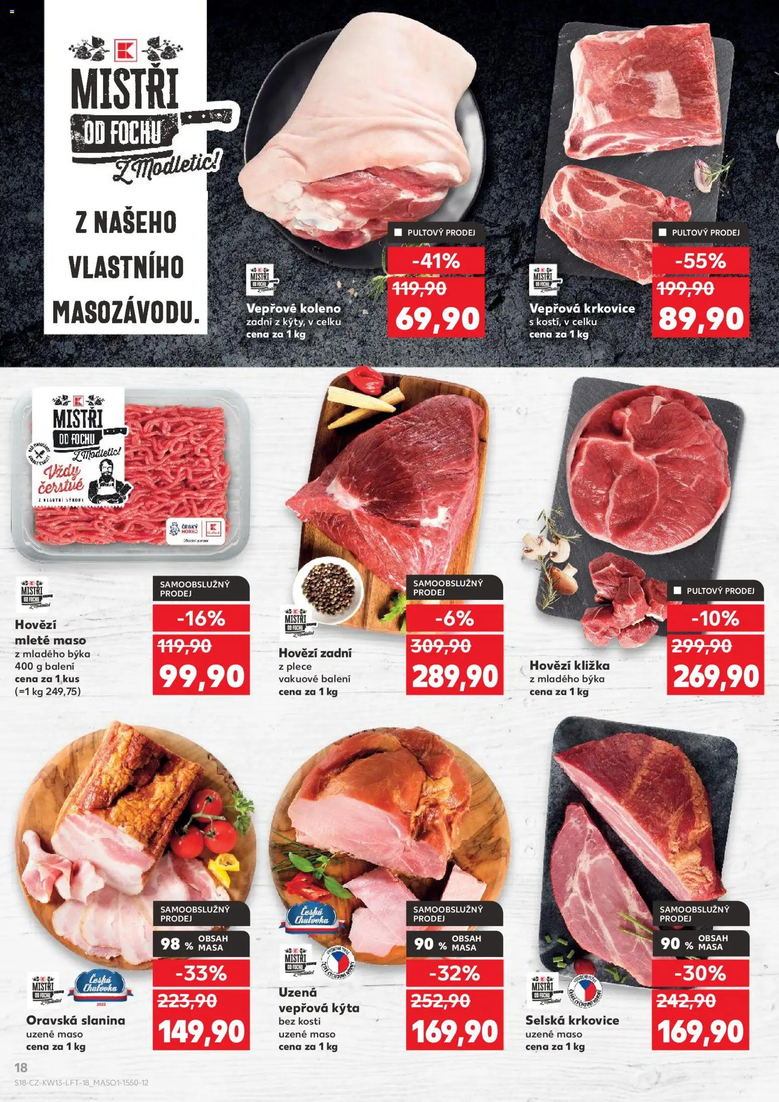 Kaufland leták - Praha 8 od 25.03.2026 | Strana: 18 | Produkty: Hovězí zadní, Vepřové koleno zadní, Kýta, Vepřová krkovice