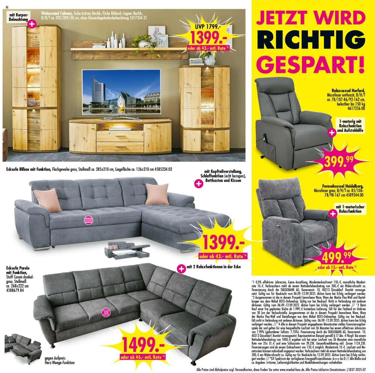 SB Möbel Boss Prospekt 	 – gültig ab 06.09.2025 | Seite: 7 | Produkte: Ecksofa, Fernsehsessel, Kissen, Küche