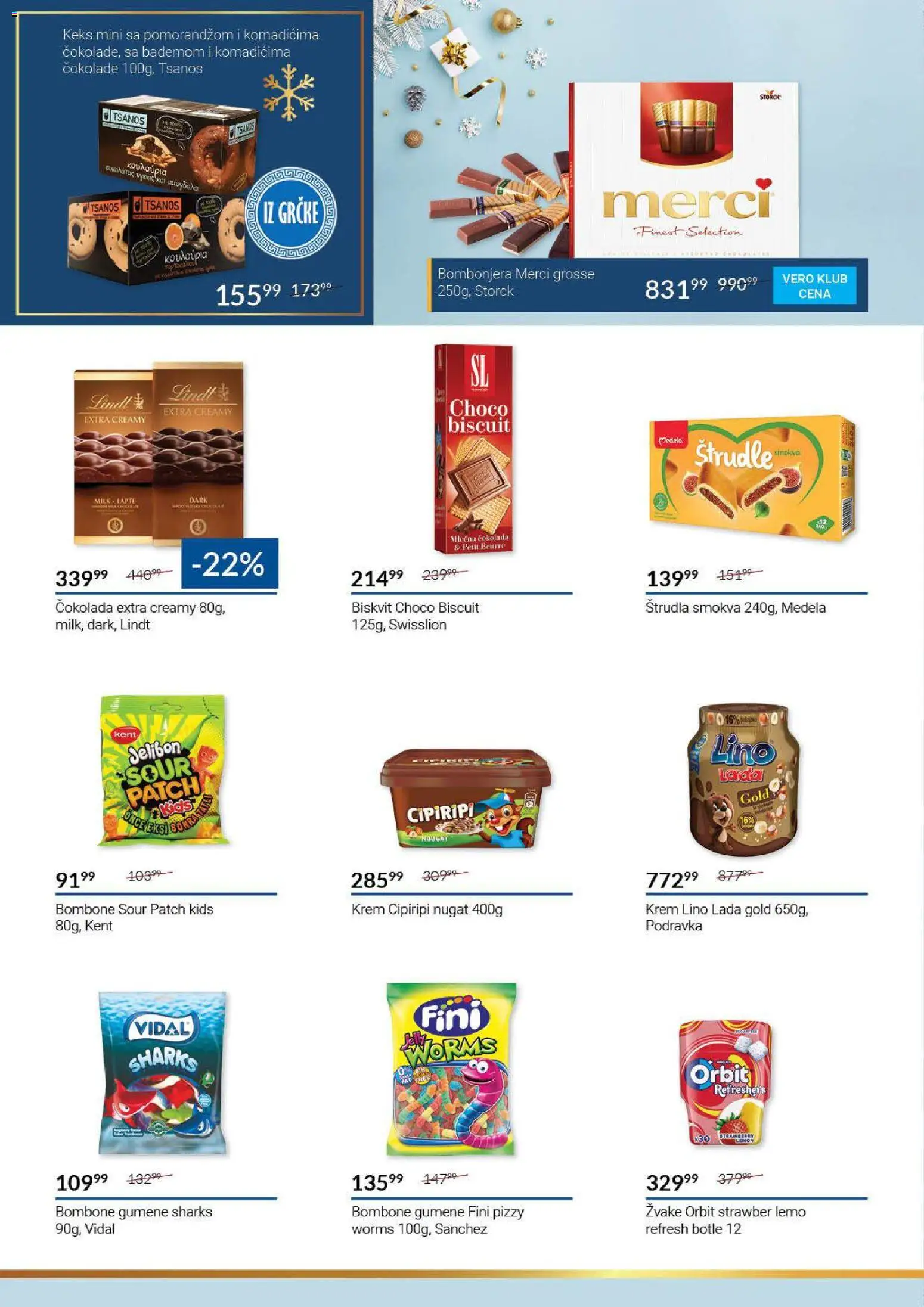 SuperVERO katalog - važi od 22.12.2025 | Strana: 28 | Proizvode: Lindt, Lino lada, Štrudla, Čokolada
