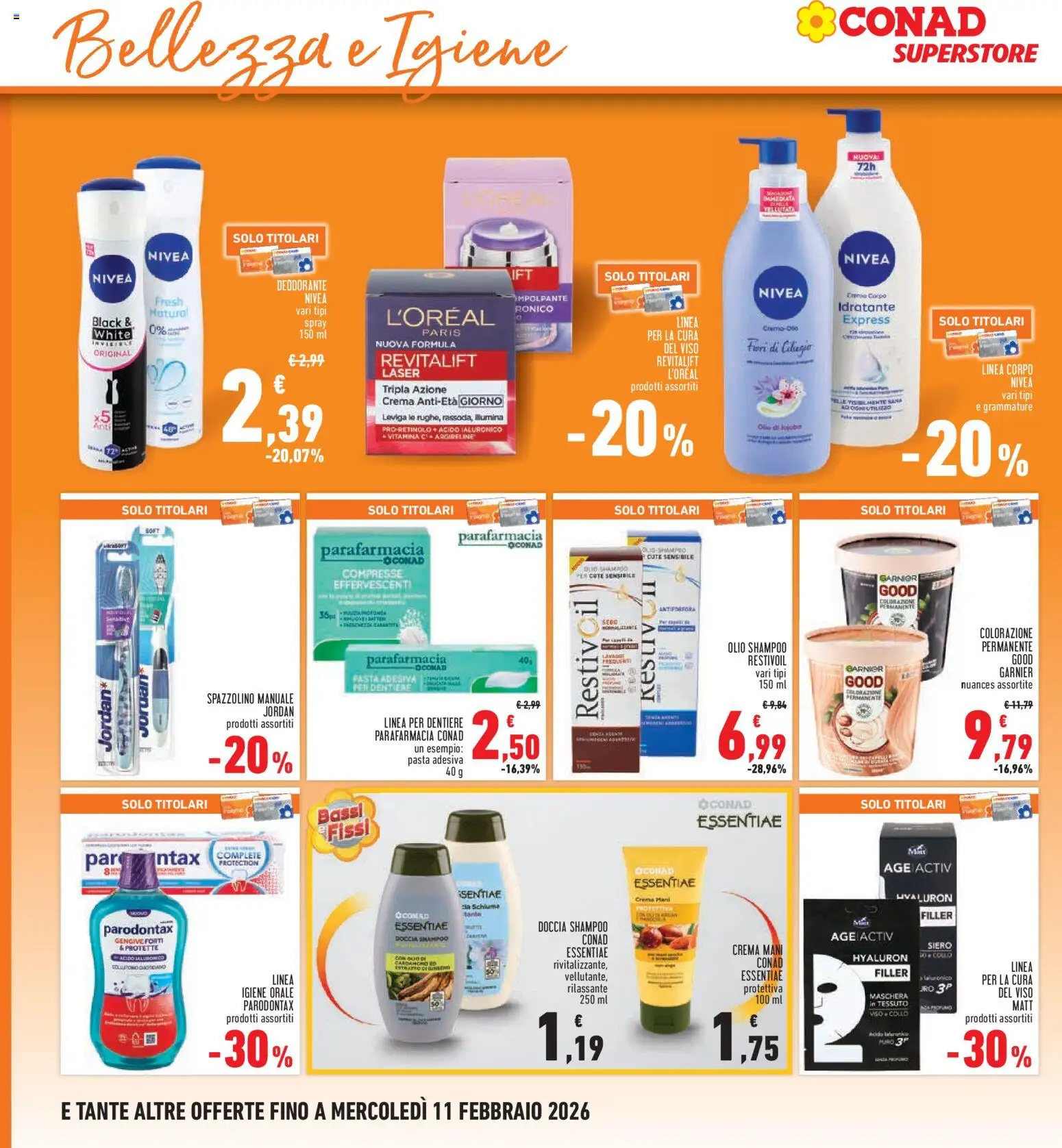 Volantino Conad del 29.01.2026 | Pagina: 24 | Prodotti: Shampoo, Deodorante, Spazzolino, Doccia