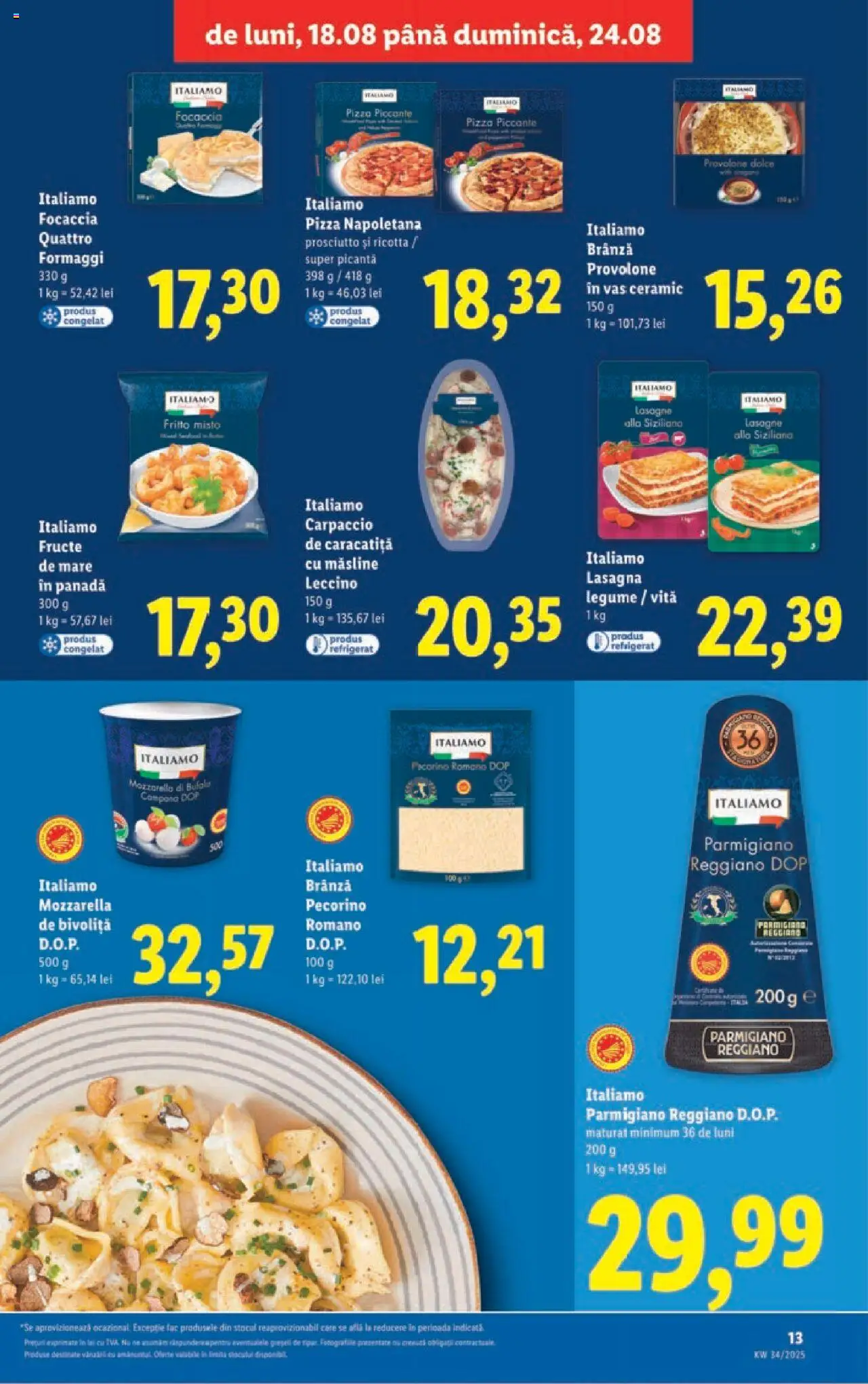 Catalog Lidl – valabil de la 18.08.2025 | Pagină: 13 | Produse: Lasagna, Brânză, Legume, Fructe De Mare