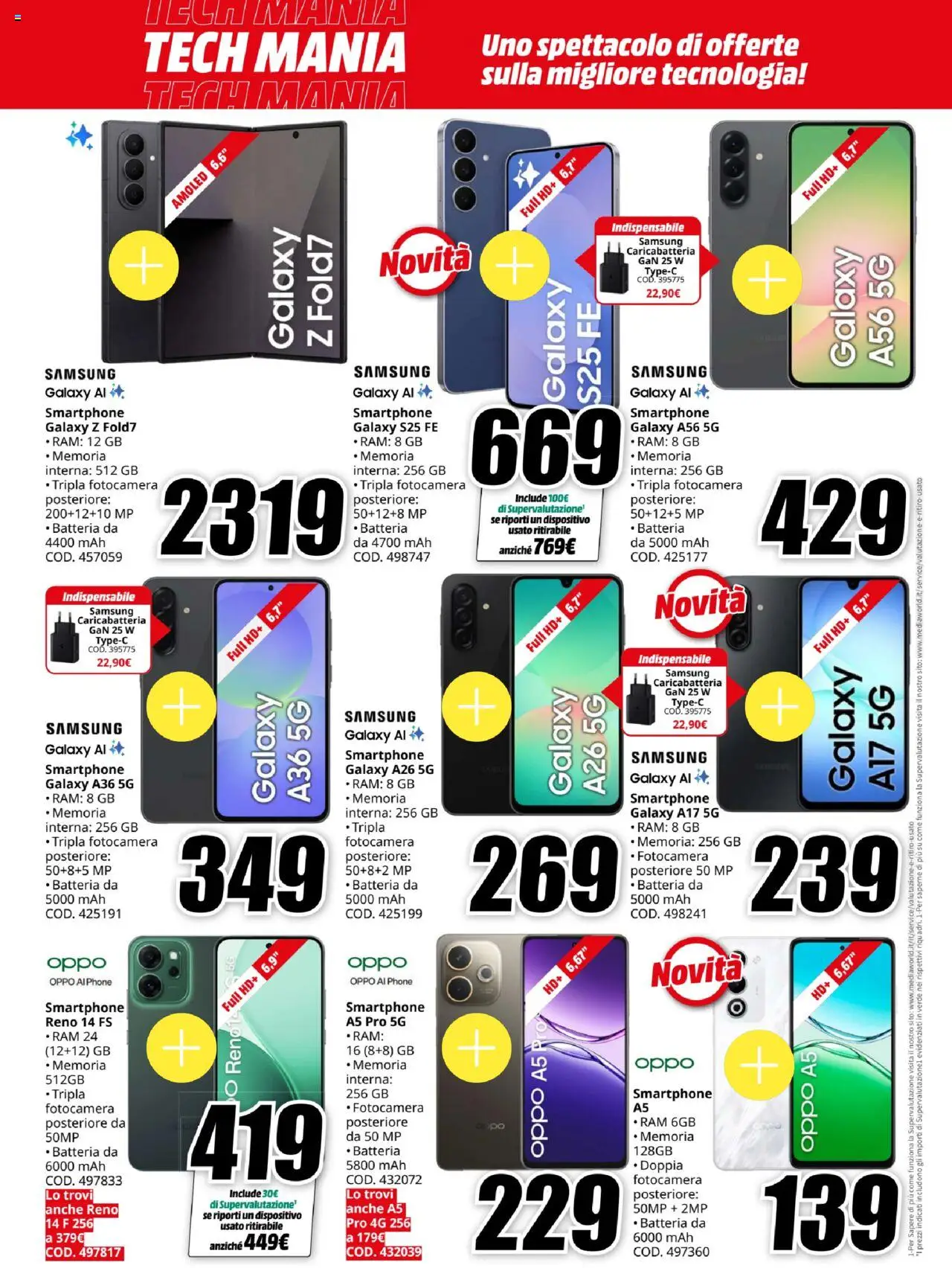 Volantino Media World del 15.09.2025 | Pagina: 14 | Prodotti: Samsung Galaxy, Smartphone, Fotocamera, Batteria