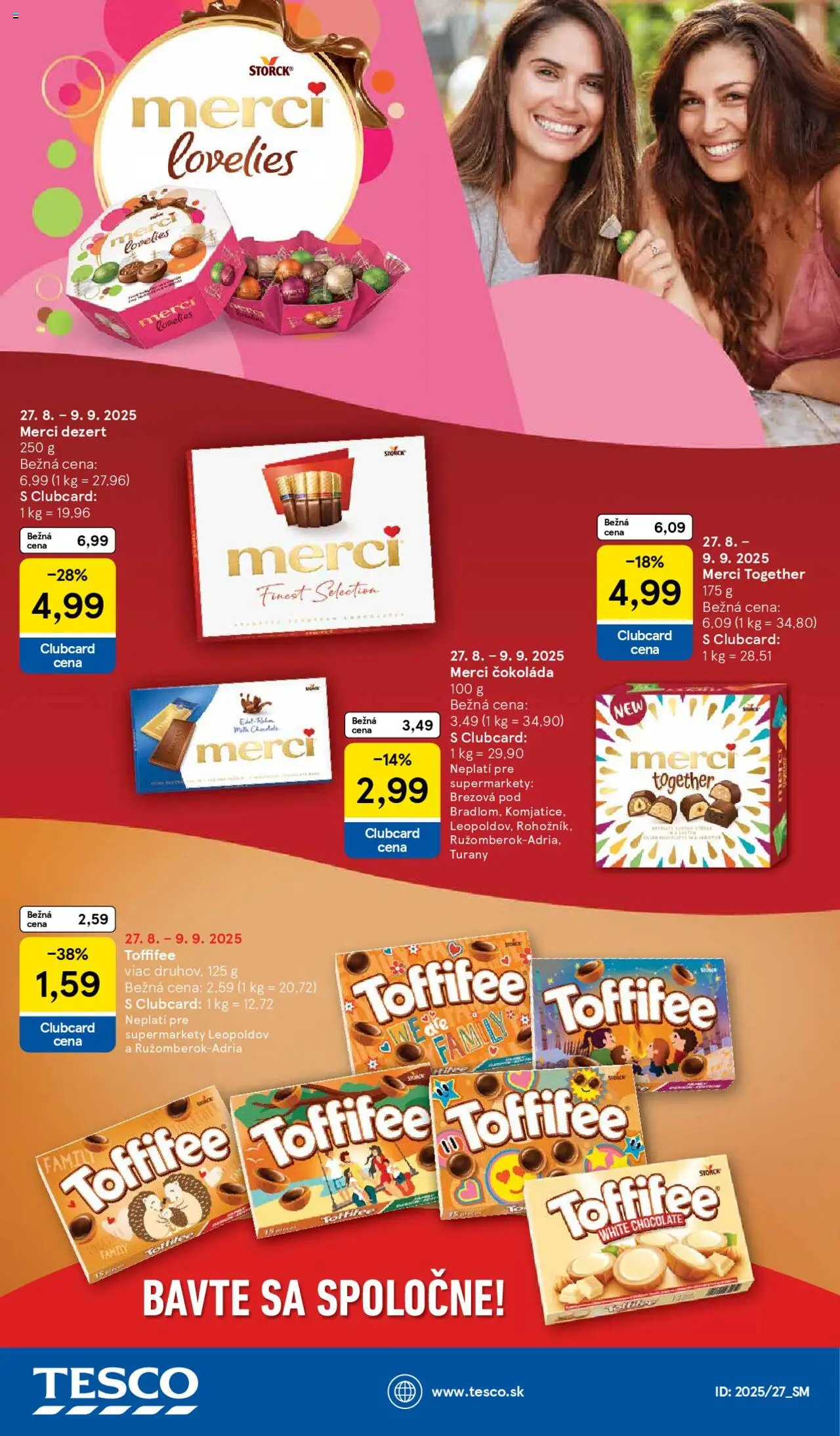 Tesco Supermarket - leták │ platný od 27.08.2025 | Strana: 24 | Produkty: Merci, Čokoláda, Toffifee