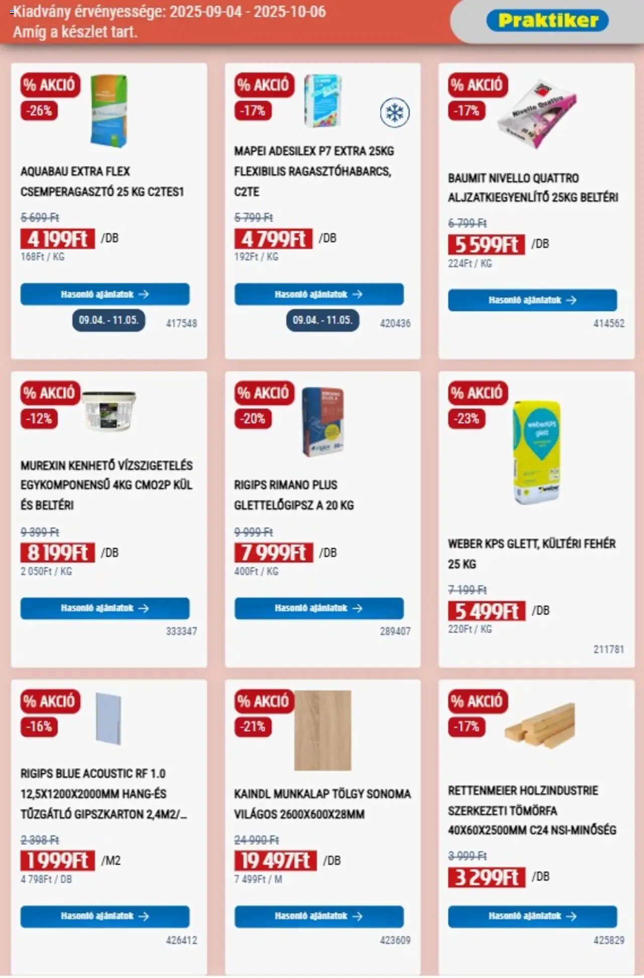 Praktiker akciós ujság - amely érvényes a következő dátumtól: 04.09.2025 | Oldal: 9 | Termékek: Gipszkarton