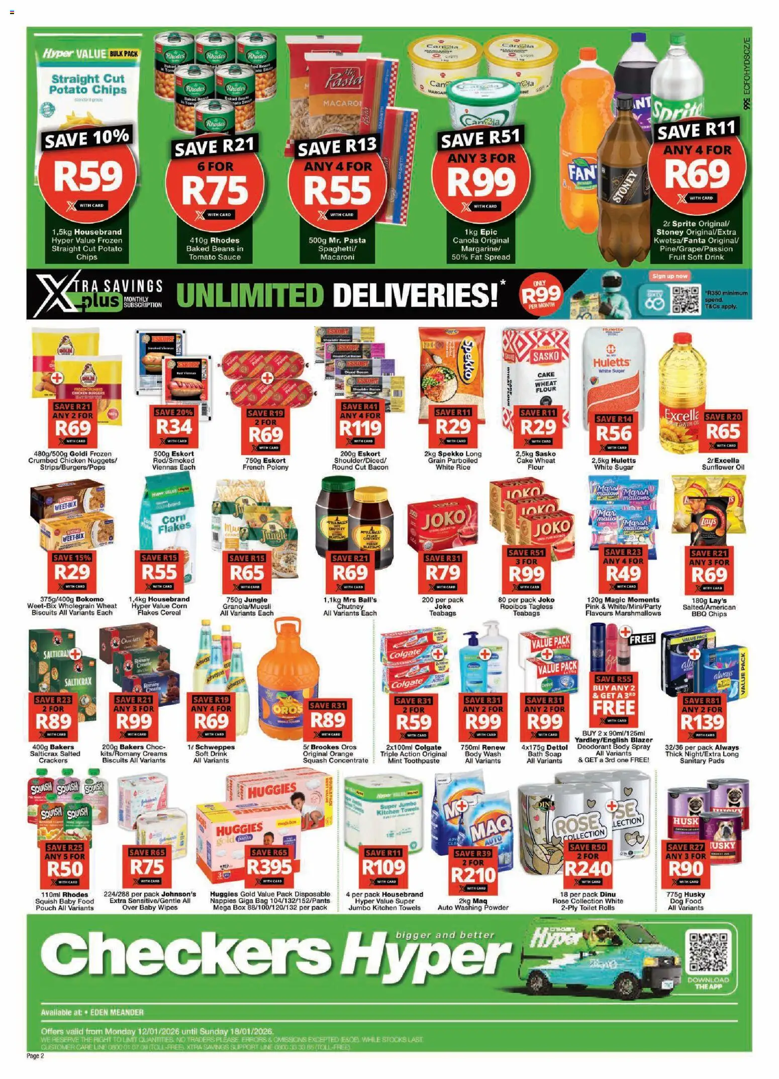New Checkers catalogue – valid from 12.01.2026 | Page: 2 | Products: Chutney, Powder, Body wash, Sugar