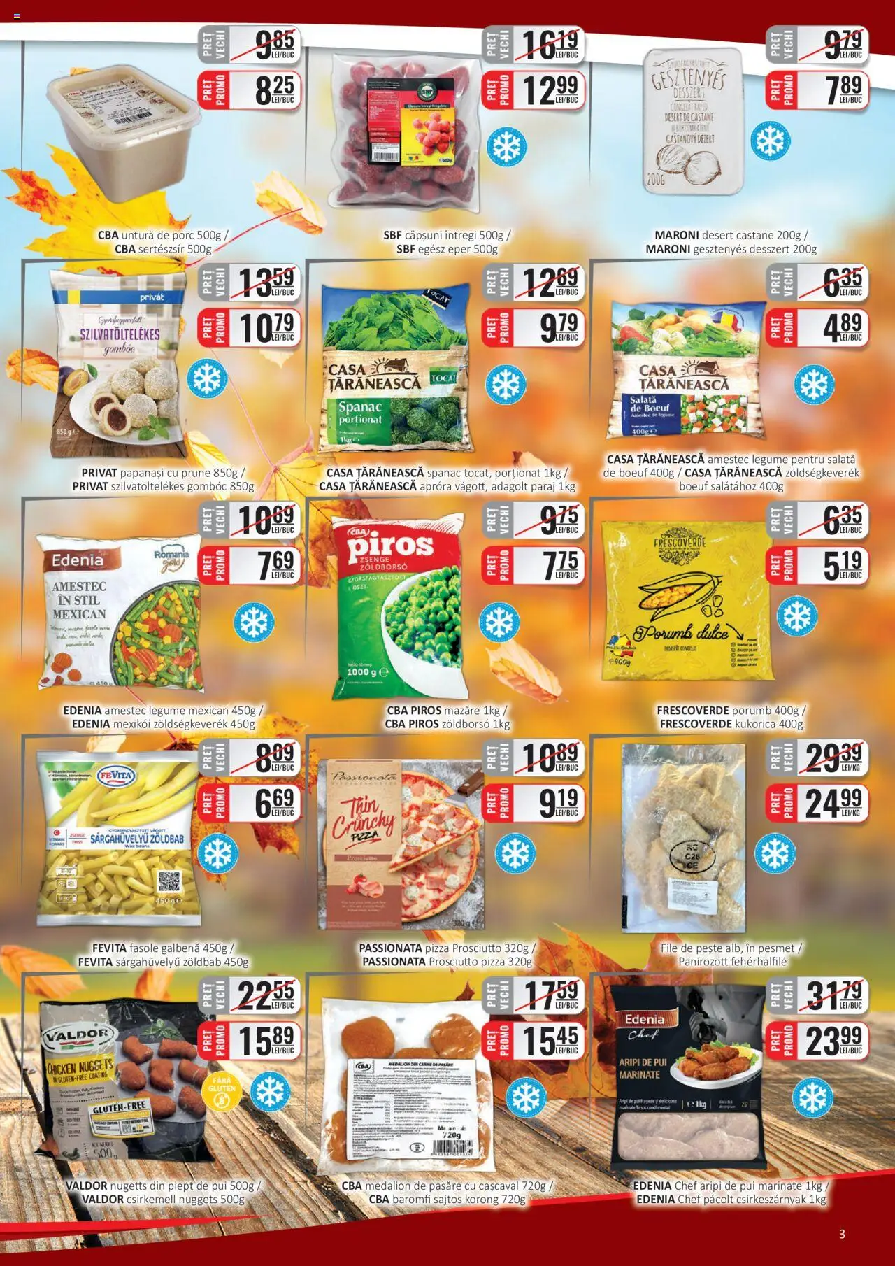 Noul catalog CBA – valabil de la 16.09.2025 | Pagină: 3 | Produse: Mazăre, Cașcaval, Pizza, Salată