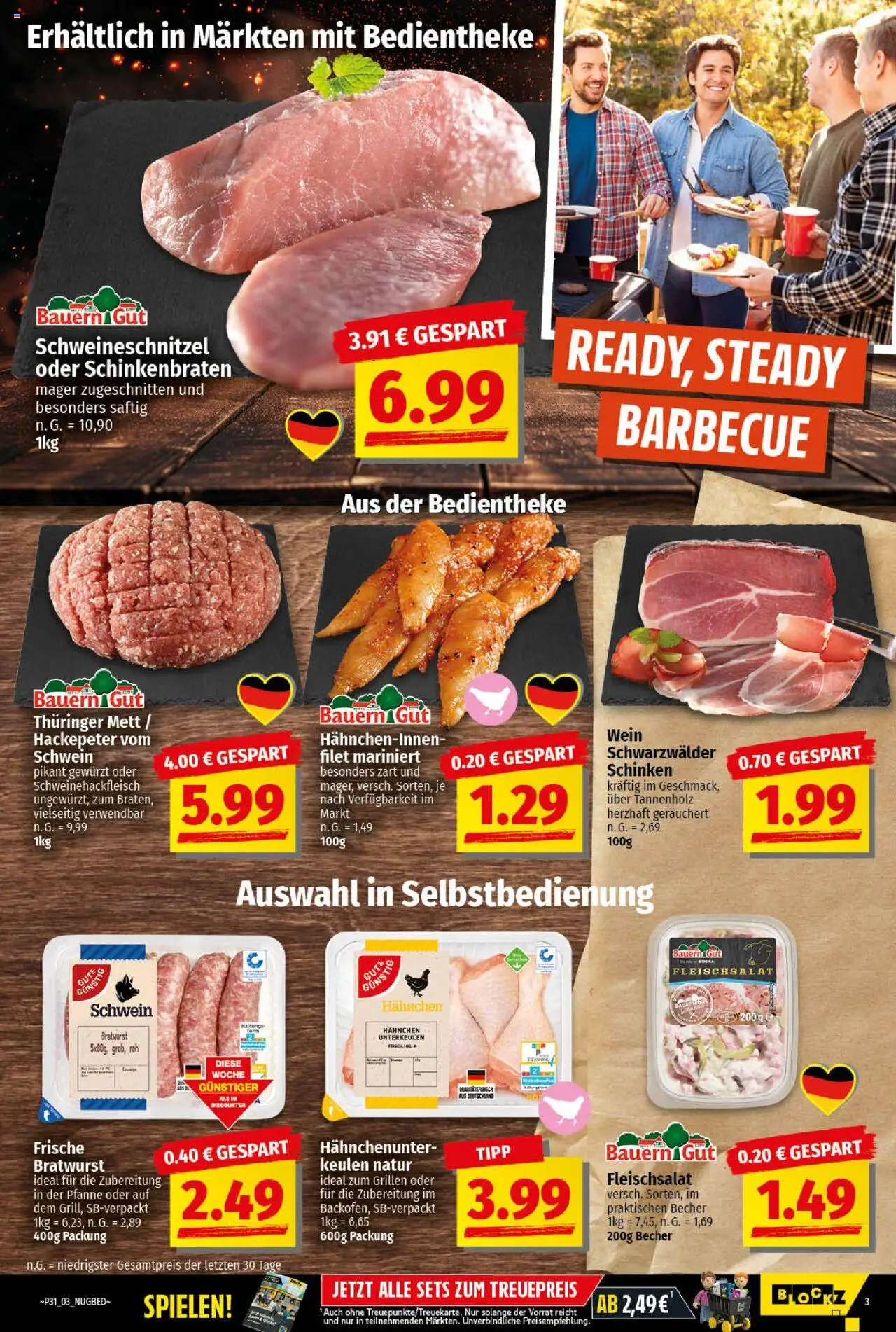 nah & gut Prospekt 	 - gültig ab dem 28.07.2025 | Seite: 3 | Produkte: Hahnchen, Bratwurst, Schinken, Wein