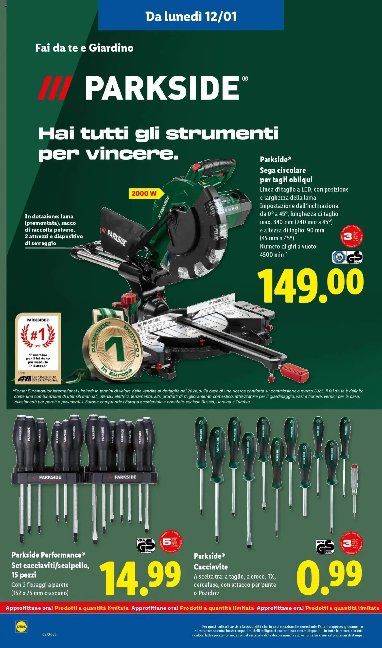 Volantino Lidl del 12.01.2026 | Pagina: 28 | Prodotti: Tè, Cacciavite, Sega