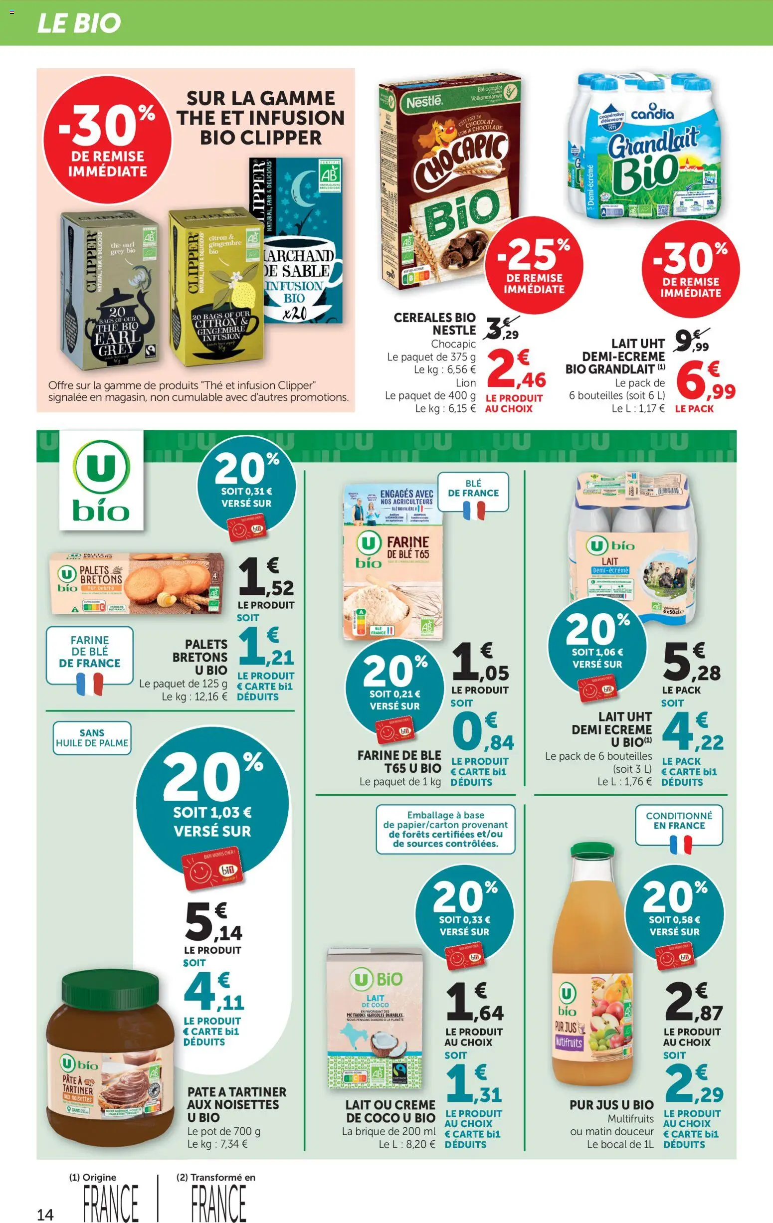 {H1} | Page: 14 | Produits: Infusion, Farine, Lait, Céréales