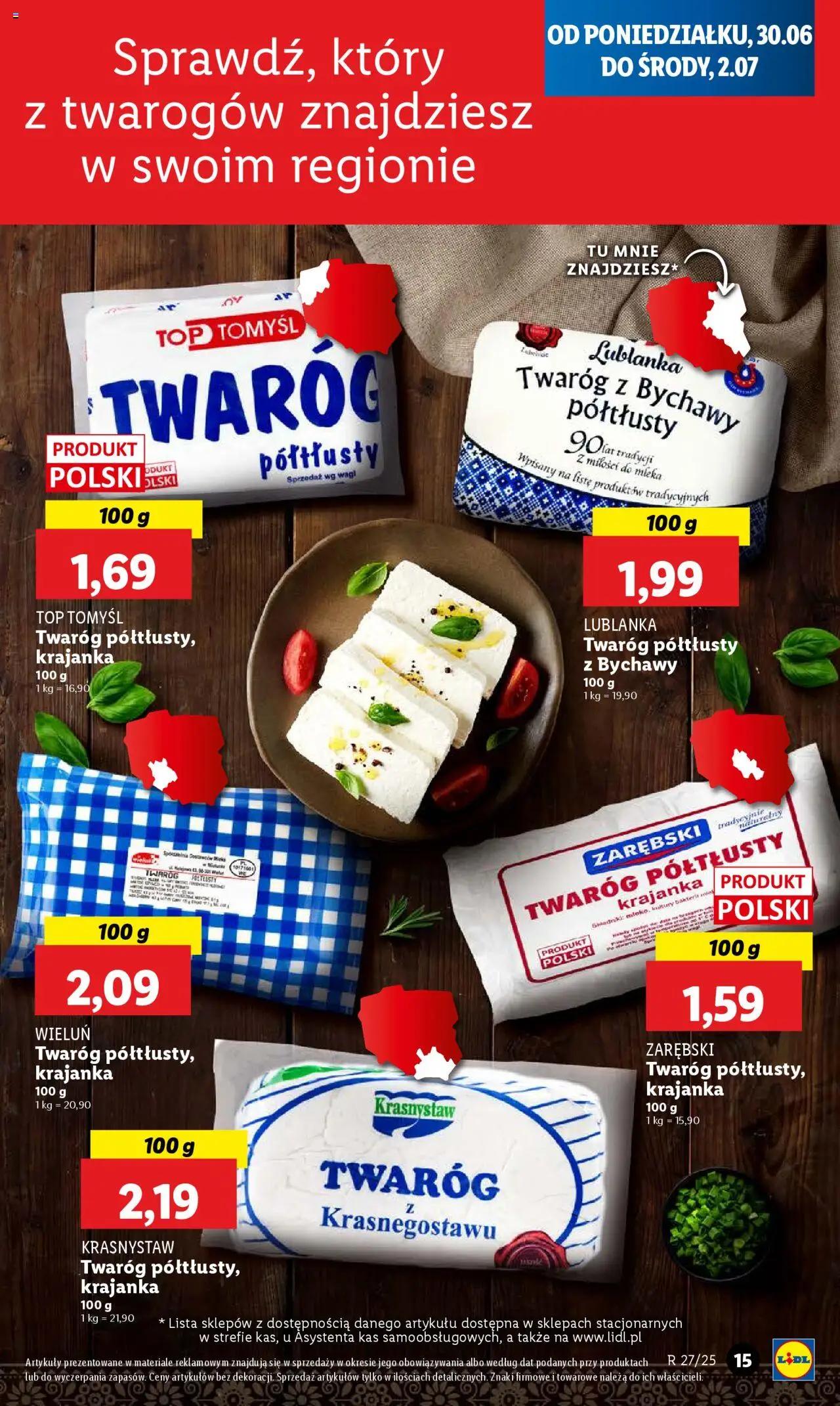 Lidl Gazetka od 30.06.2025 | Strona: 19 | Produkty: Top, Twaróg półtłusty, Mleka, Twaróg