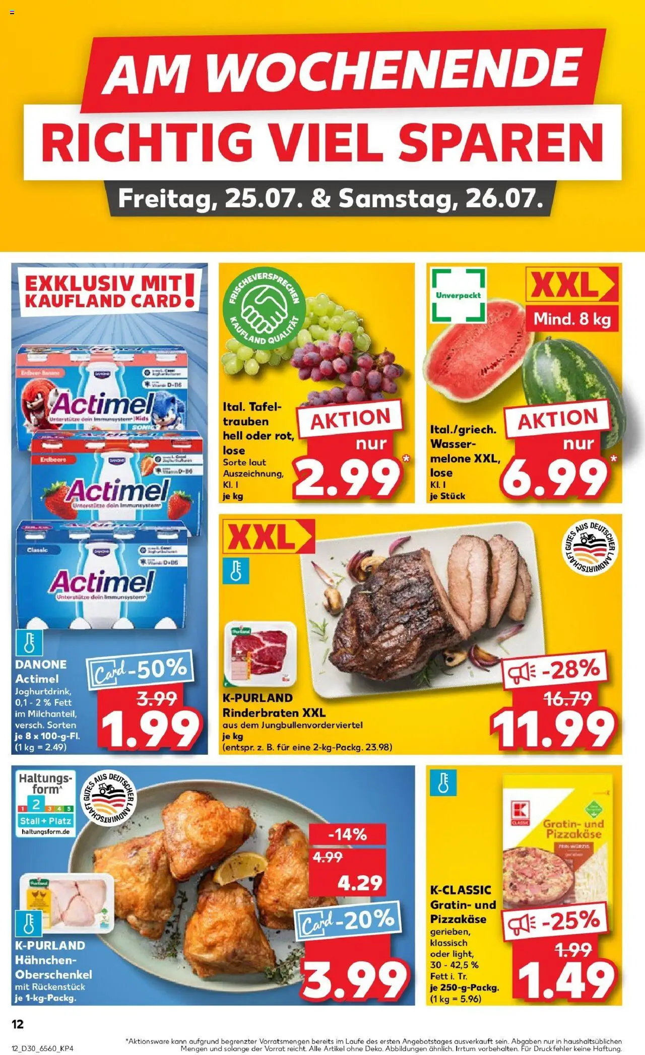 Kaufland prospekt Beckum	 - gültig ab dem 24.07.2025 | Seite: 12 | Produkte: Rinderbraten, Actimel, Wasser, Melone