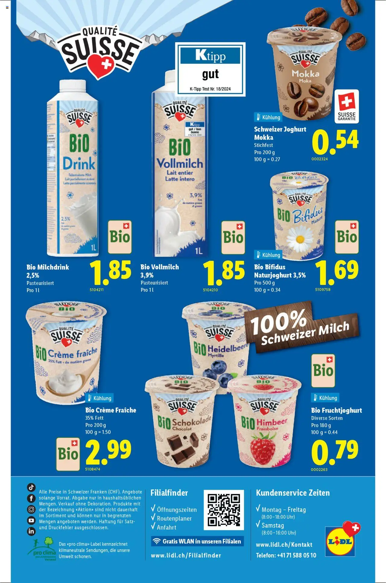 Lidl Aktionen Qualité Suisse – gültig ab 11.09.2025 | Seite: 4 | Produkte: Fruchtjoghurt, Milch, Uhr, Creme