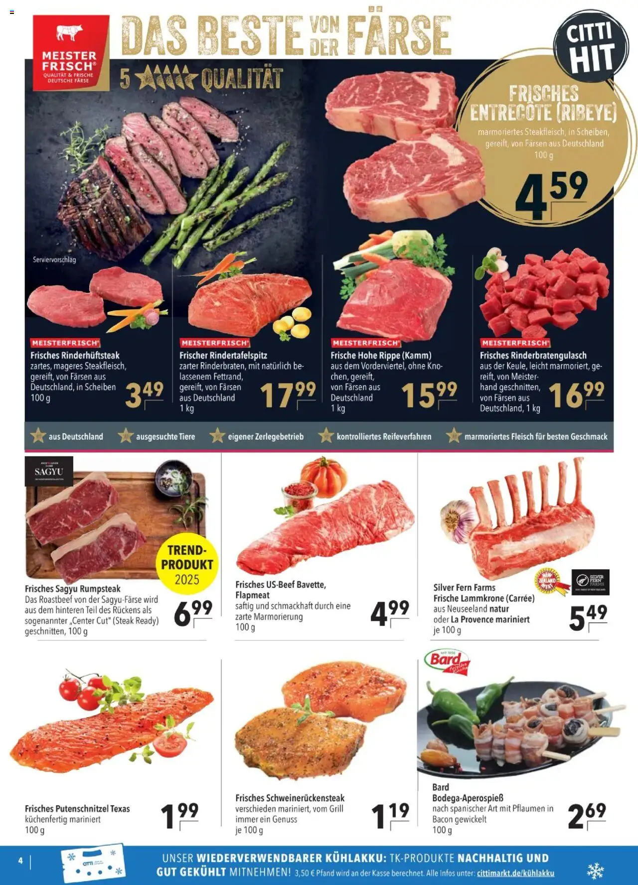 CITTI tilbudsavis – gyldig fra 16.09.2025 | Side: 4 | Produkter: Entrecote, Bacon, Roastbeef, Grill