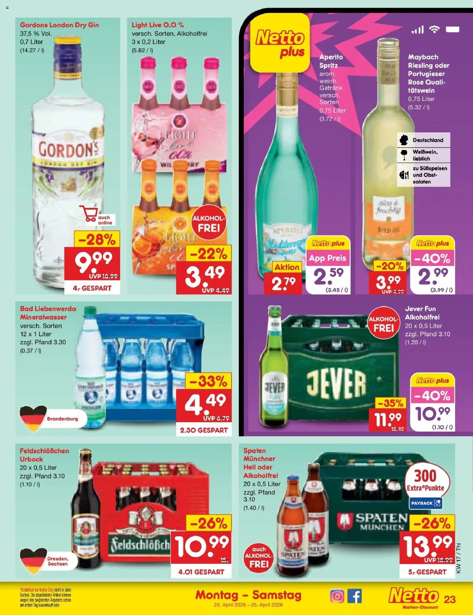 Netto Marken-Discount Prospekt Pirna	 – gültig ab 20.04.2026 | Seite: 31 | Produkte: Bad, Mineralwasser, Jever, Gin