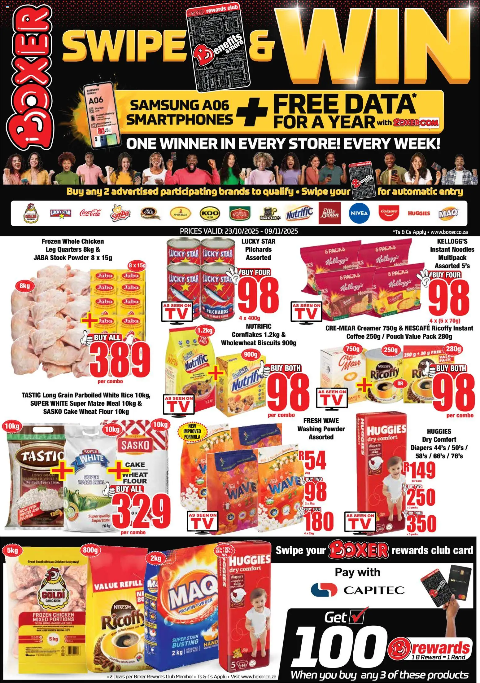 New Boxer catalogue – valid from 23.10.2025 | Page: 1 | Products: Flour, Chicken, Rice, Stock