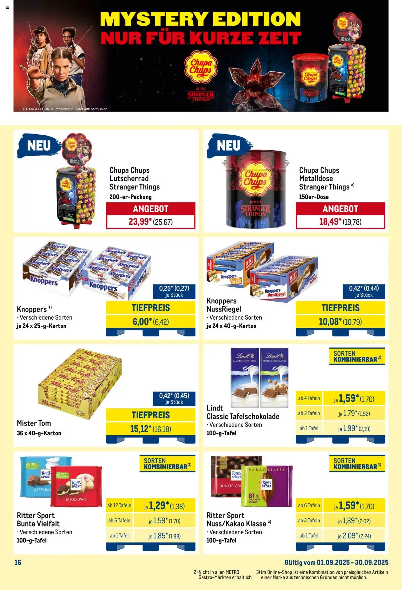 Metro  Monats-Mix - gültig ab dem 01.09.2025 | Seite: 16 | Produkte: Ritter sport, Knoppers, Lindt