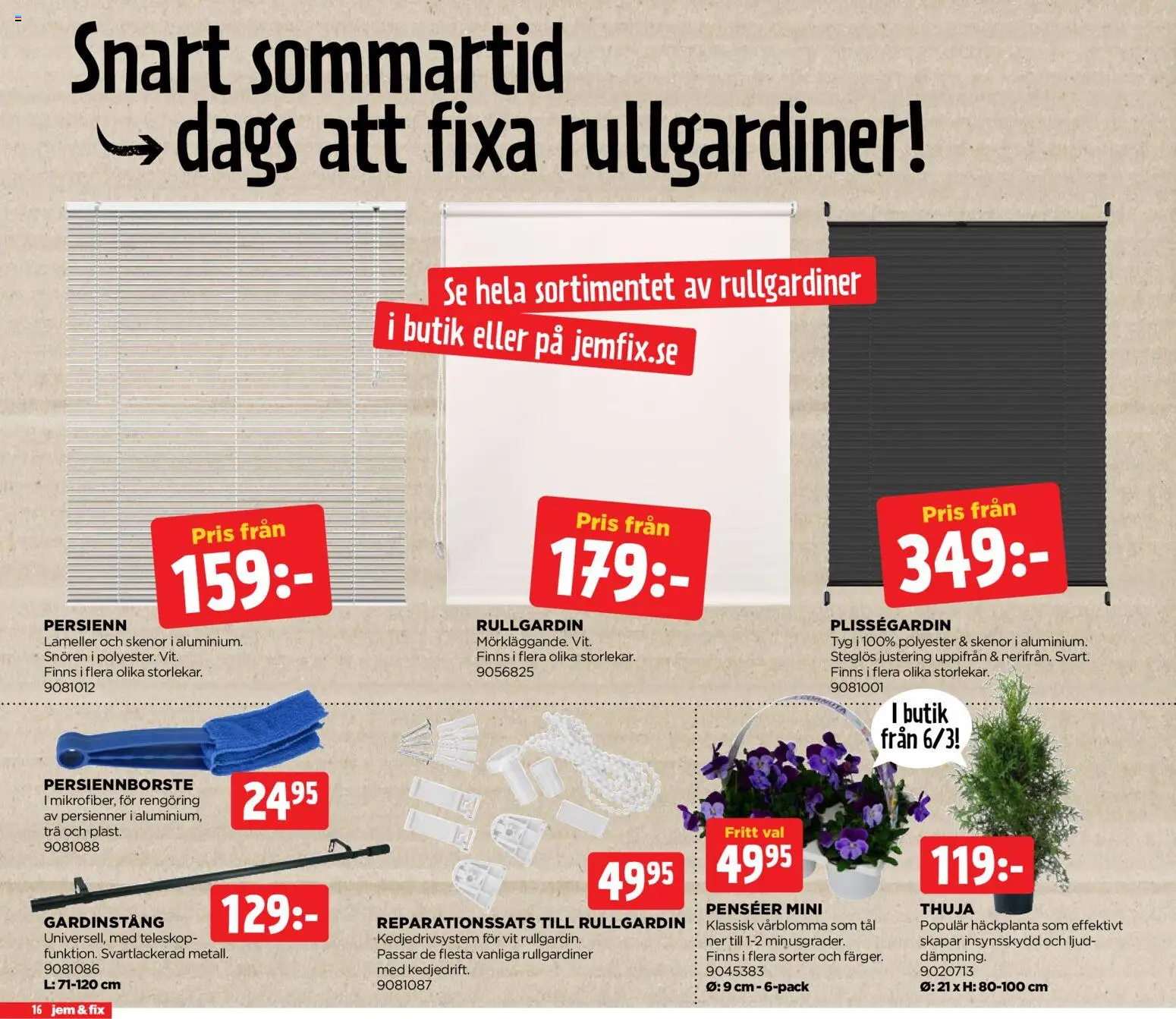 Jem & Fix reklamblad aktuell från 02.03.2026 | Sida: 16 | Produkter: Gardinstång, Rullgardin, Persienn