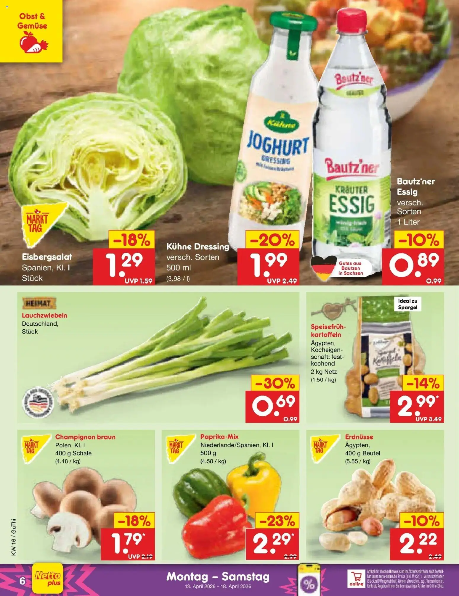 Netto Marken-Discount Prospekt Thiendorf	 – gültig ab 13.04.2026 | Seite: 8 | Produkte: Erdnüsse, Kartoffeln, Gemüse, Obst