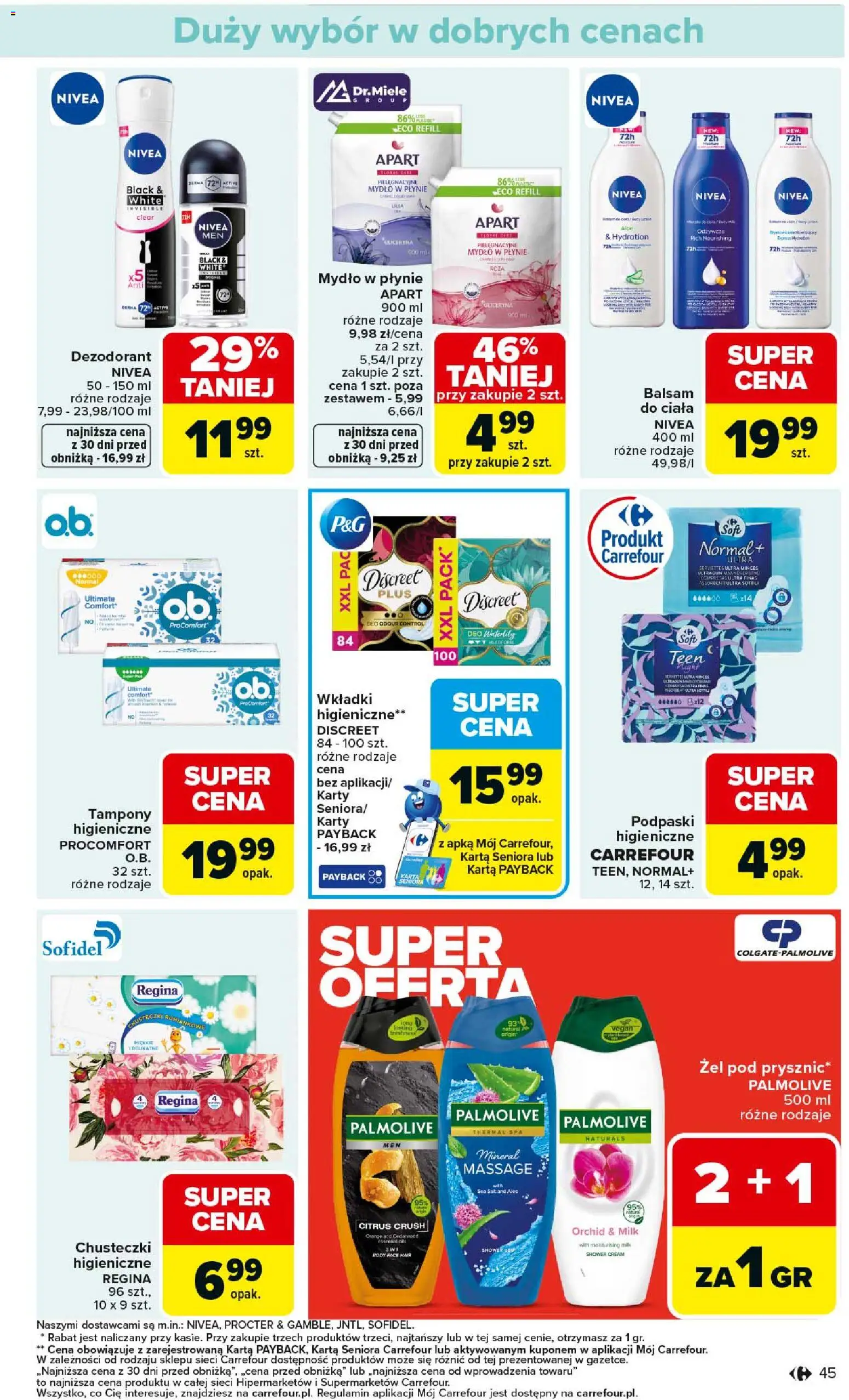 Carrefour Gazetka od 26.01.2026 | Strona: 47 | Produkty: Mydło w płynie, Tampony, Podpaski, Dezodorant