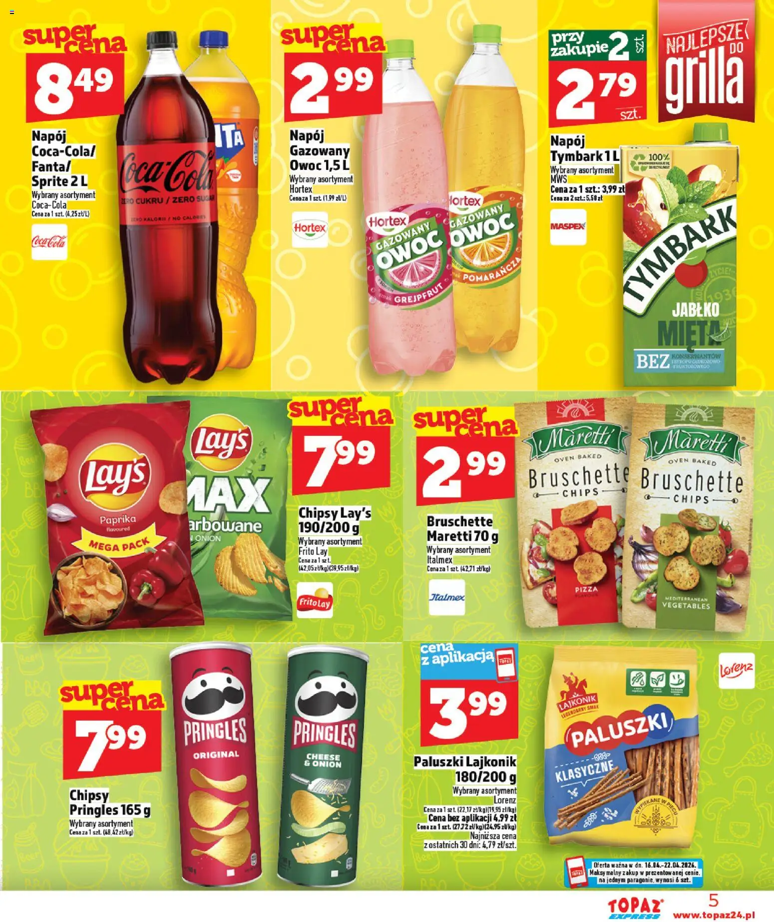 Topaz gazetka - Express od 16.04.2026 | Strona: 5 | Produkty: Sprite, Mięta, Paluszki, Grejpfrut