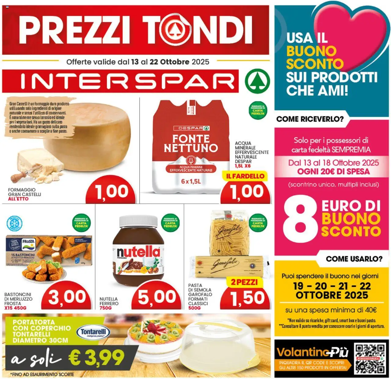 Volantino Interspar del 13.10.2025 | Pagina: 1 | Prodotti: Acqua, Formaggio, Pasta, Acqua minerale