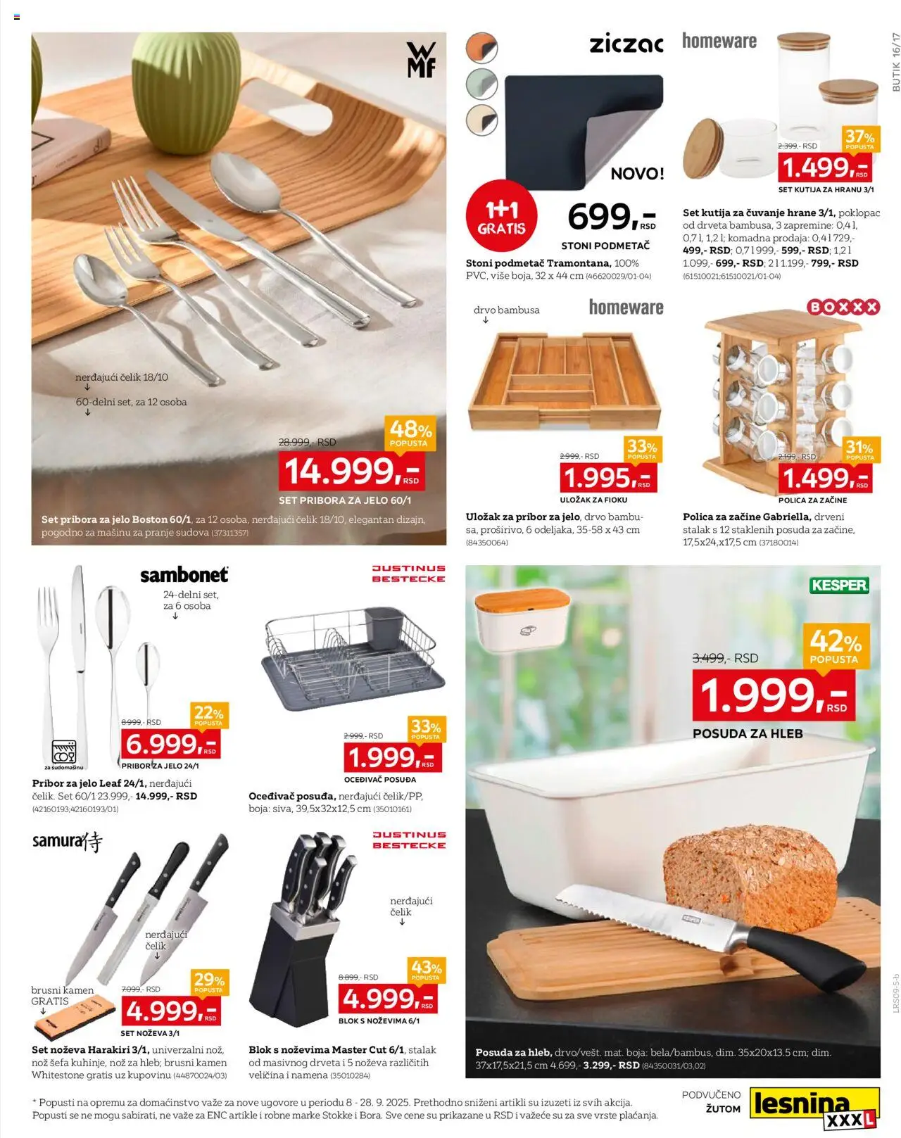 Lesnina XXXL katalog - važi od 08.09.2025 | Strana: 16 | Proizvode: Polica, Nož, Kutija, Hleb