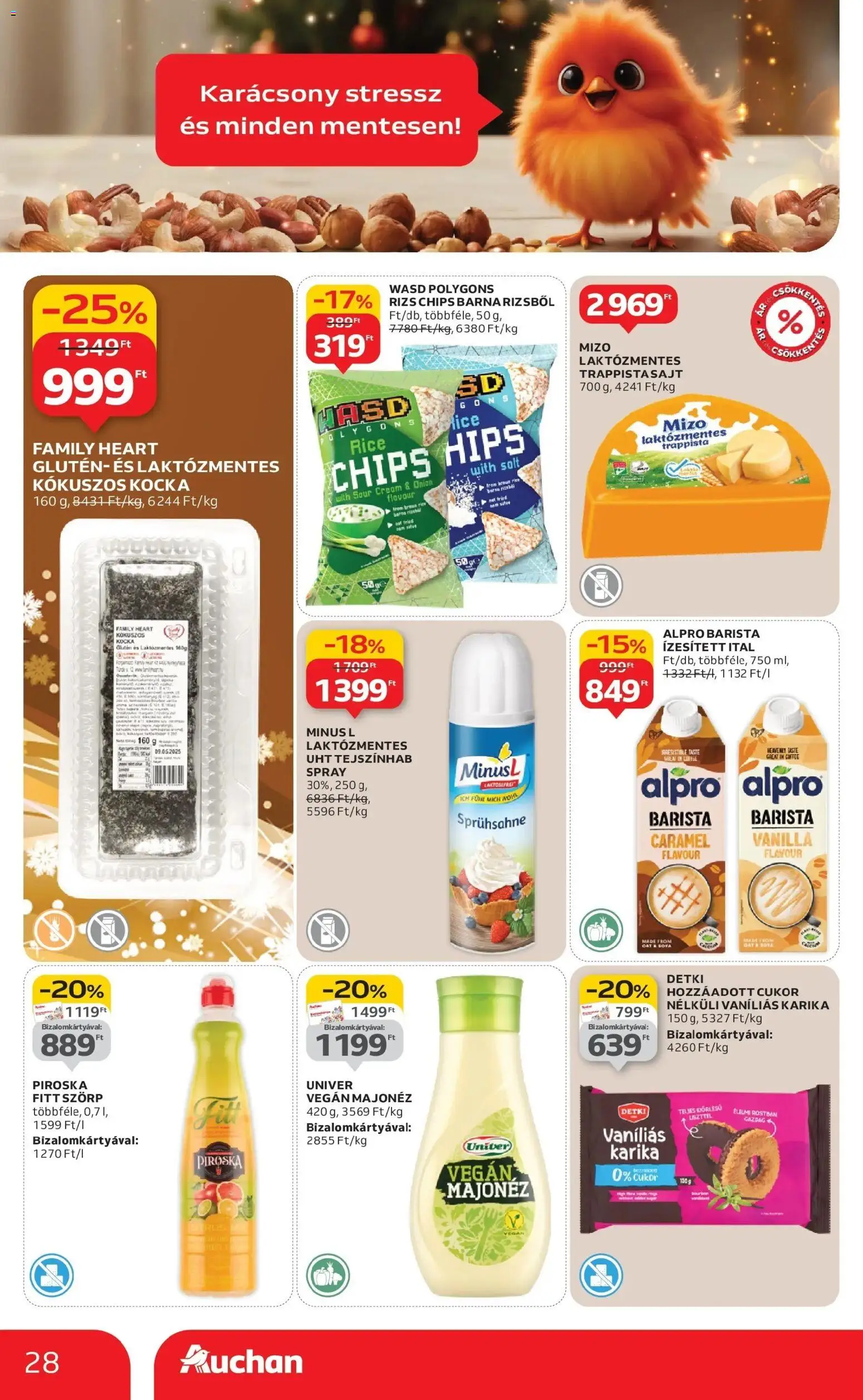 Auchan akciós ujság - amely érvényes a következő dátumtól: 18.12.2025 | Oldal: 28 | Termékek: Szörp, Alpro, Tejszínhab, Rizs