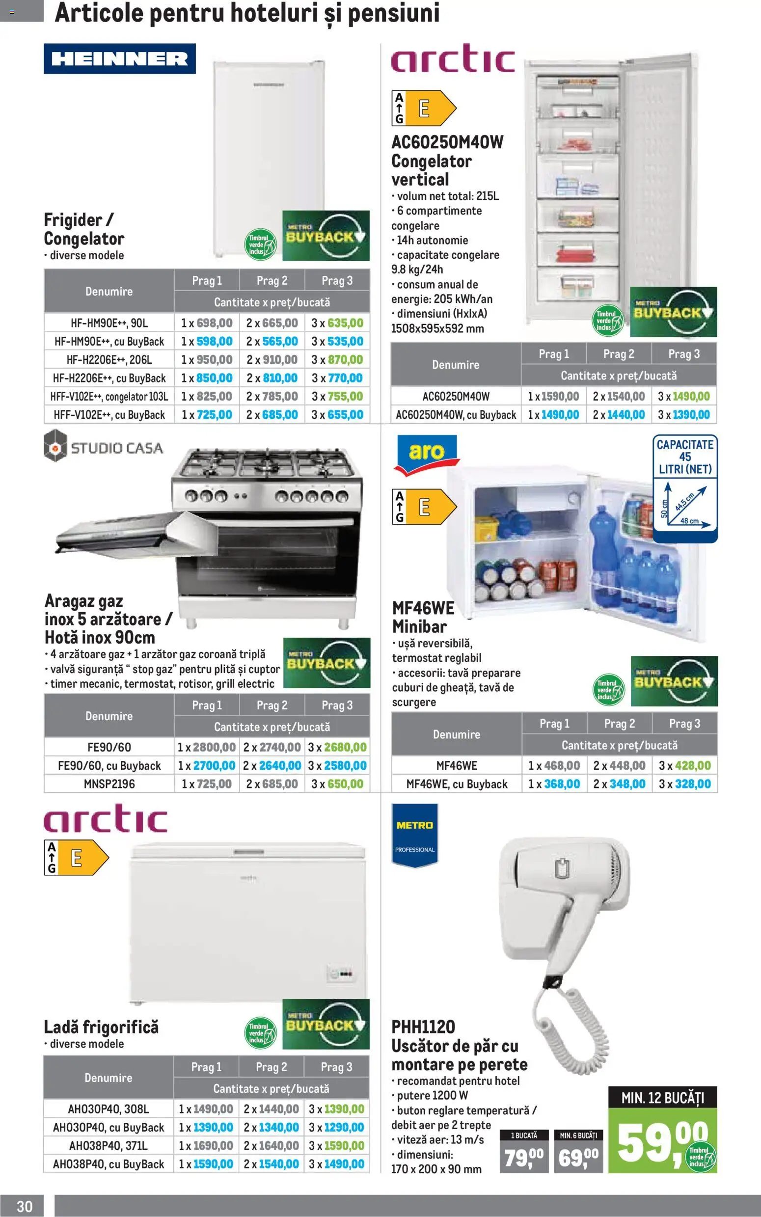 Noul catalog Metro – valabil de la 05.01.2026 | Pagină: 30 | Produse: Hotă, Aragaz, Grill, Uscător De Păr