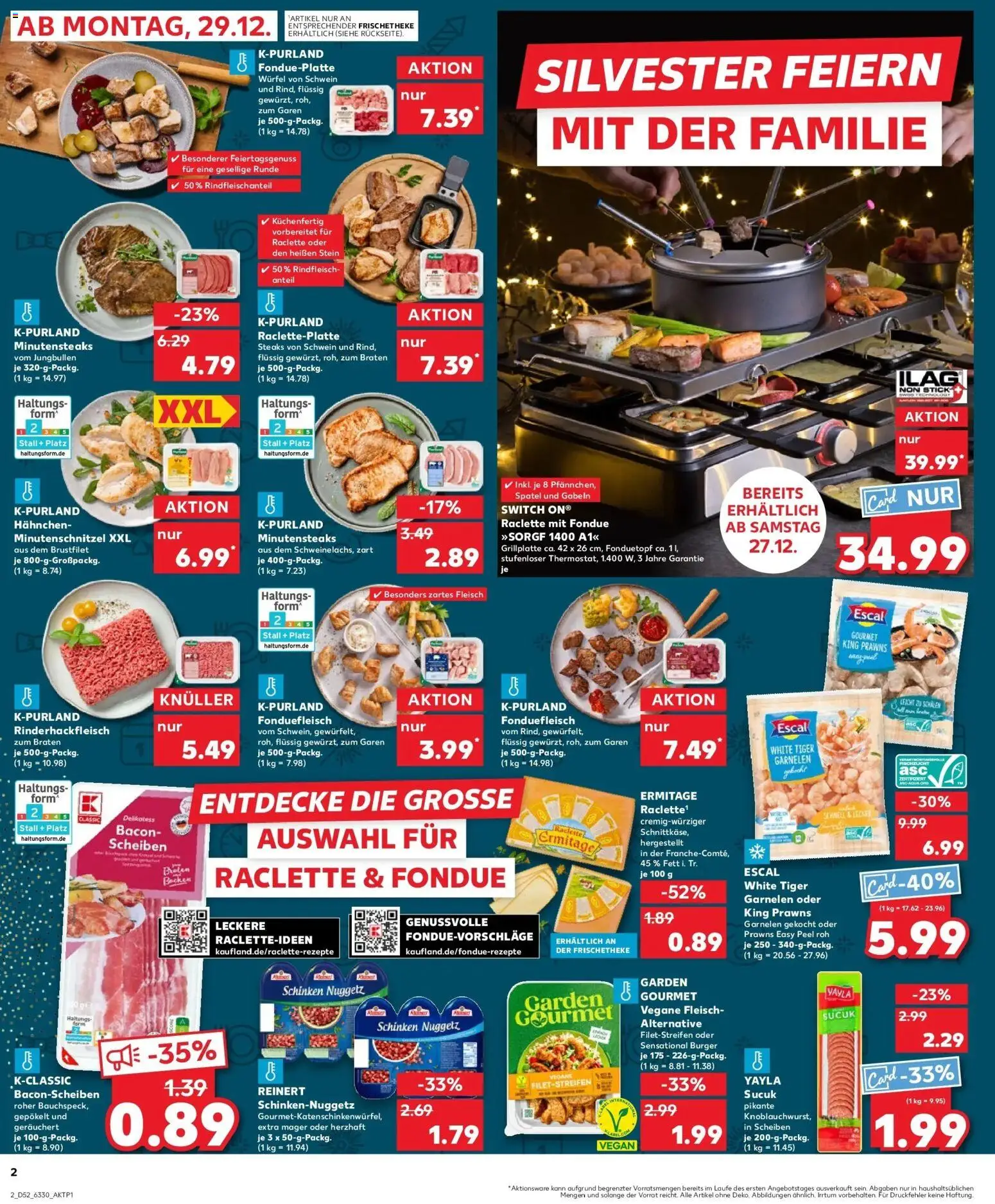 Kaufland prospekt Celle	 – gültig ab 28.12.2025 | Seite: 2 | Produkte: Burger, Tiger garnelen, Fondue, Fleisch
