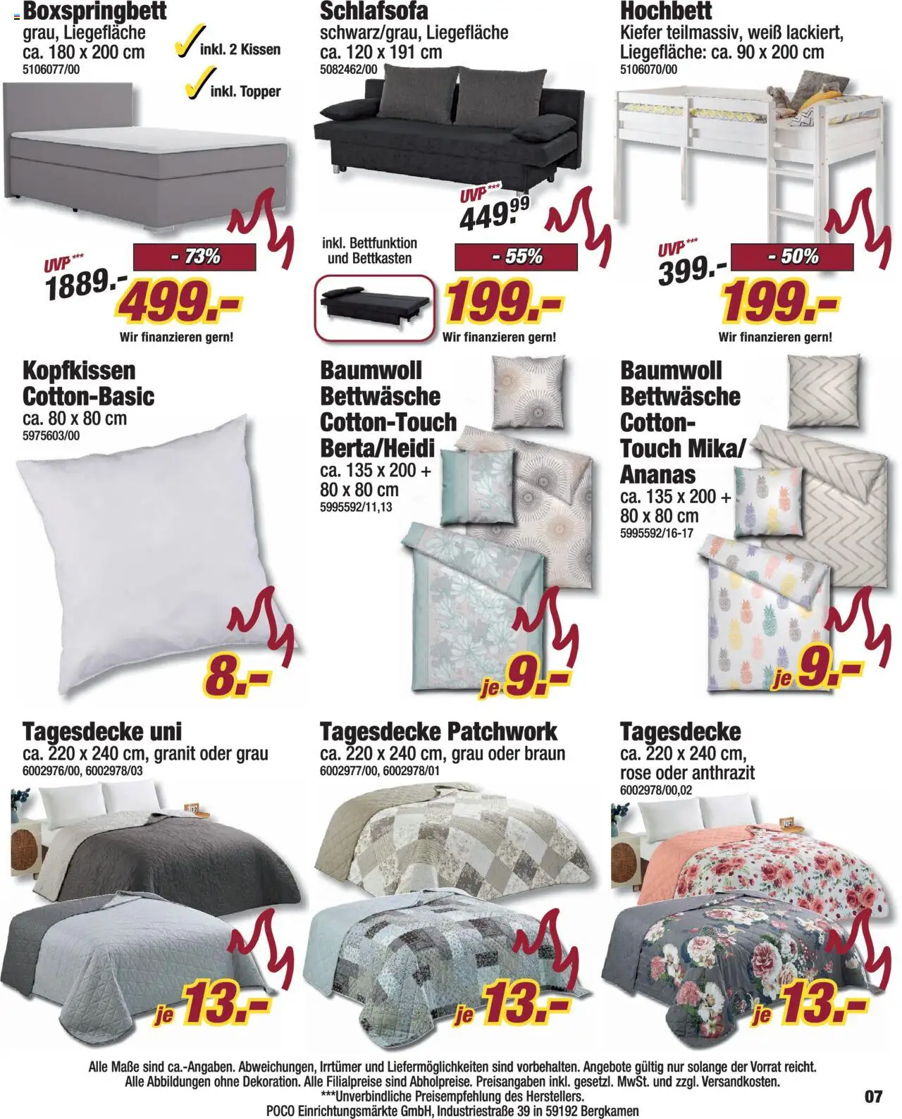 Poco Hot Deals - gültig ab dem 26.07.2025 | Seite: 7 | Produkte: Schlafsofa, Kissen, Bettwäsche, Kopfkissen