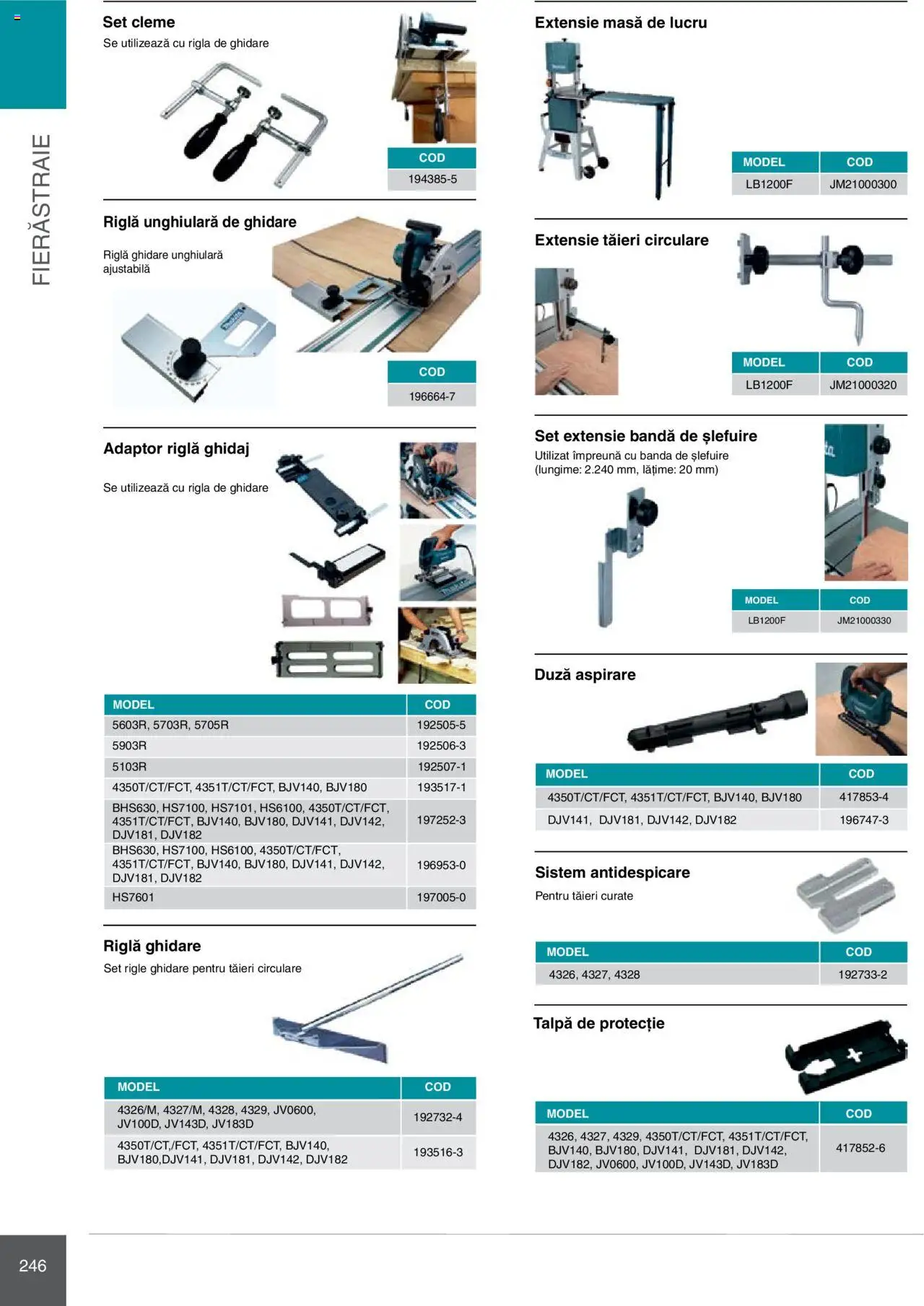 Noul catalog Makita – valabil de la 08.01.2025 | Pagină: 246 | Produse: Adaptor, Masă