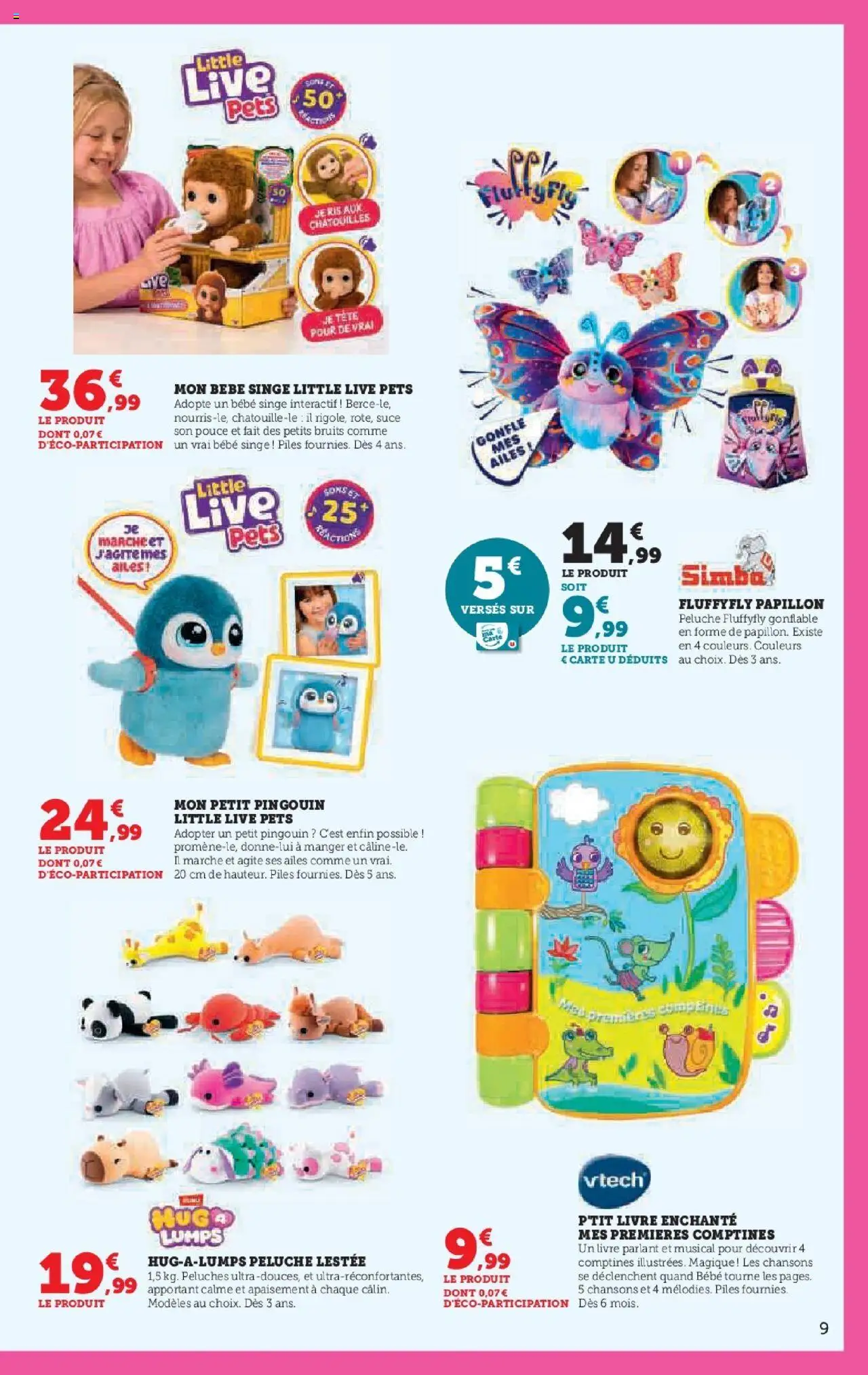 {H1} | Page: 9 | Produits: Peluche, Piles, Livre