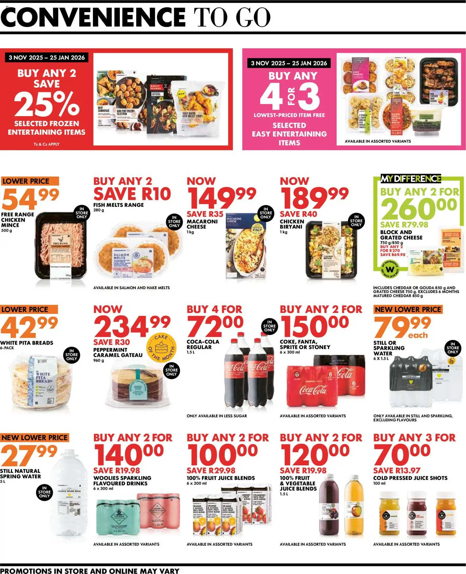 New Woolworths catalogue – valid from 05.01.2026 | Page: 4 | Products: Cheese, Juice, Fruit, Caramel