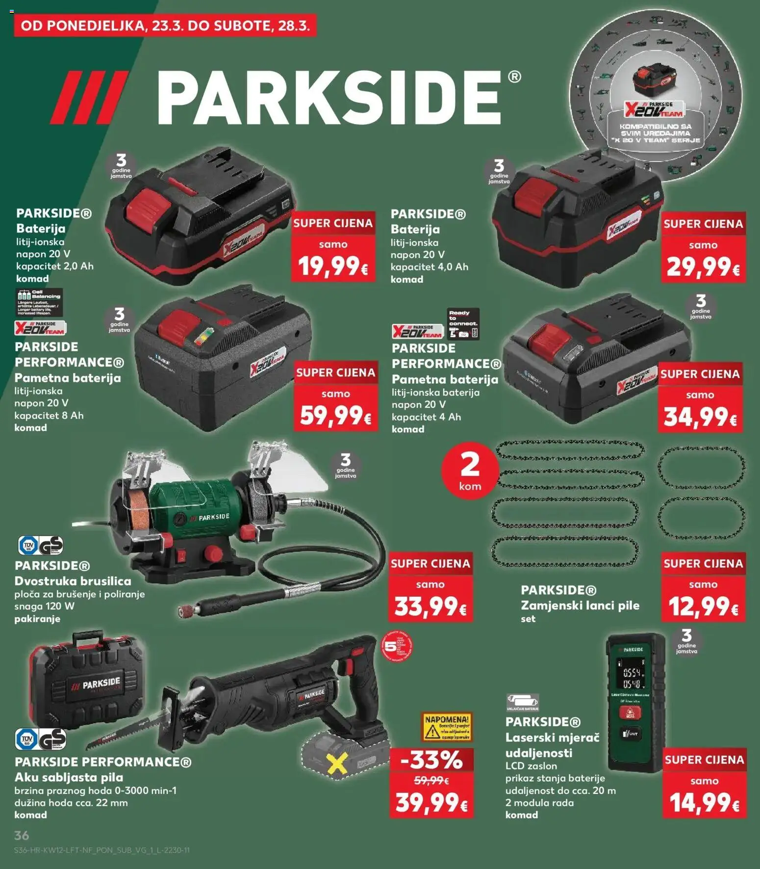 Kaufland katalog | vrijedi od 17.03.2026 | Stranica: 36 | Proizvodi: Brusilica, Baterija, Baterije, Pila