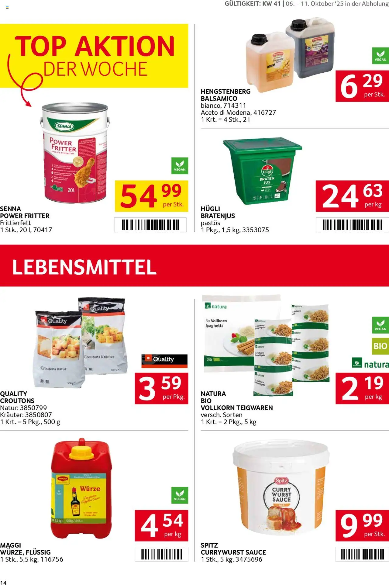 Transgourmet Flugblatt gültig ab 05.10.2025 | Seite: 12 | Produkte: Wurst, Libacomb, Hajdina liszt