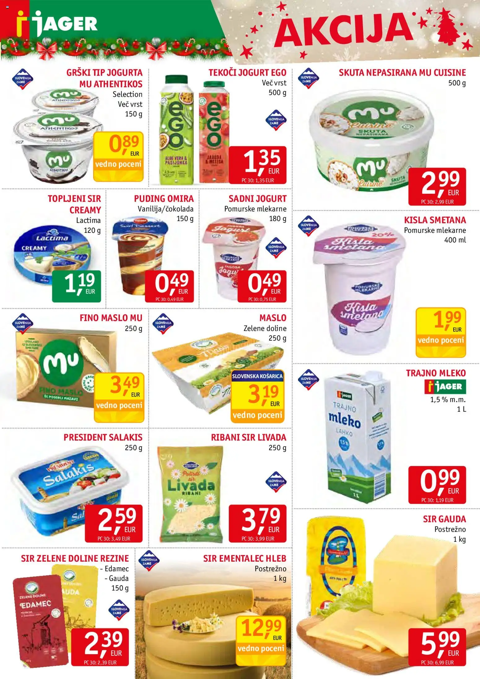 Novi Jager katalog ponudbe – veljaven od 17.12.2025 | Stran: 5 | Izdelki: Edamec, Puding, Ementalec, Kisla smetana