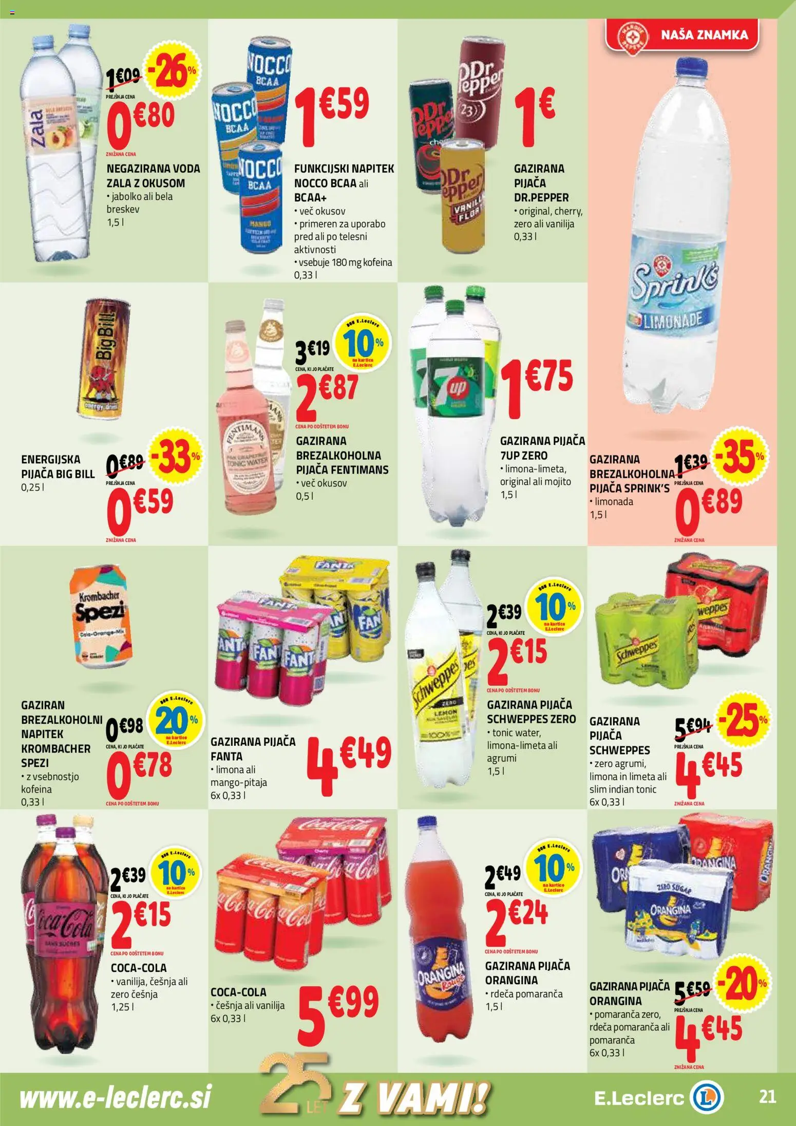 Novi E.leclerc katalog ponudbe – veljaven od 29.10.2025 | Stran: 21 | Izdelki: Limeta, Voda, Limona, Breskev