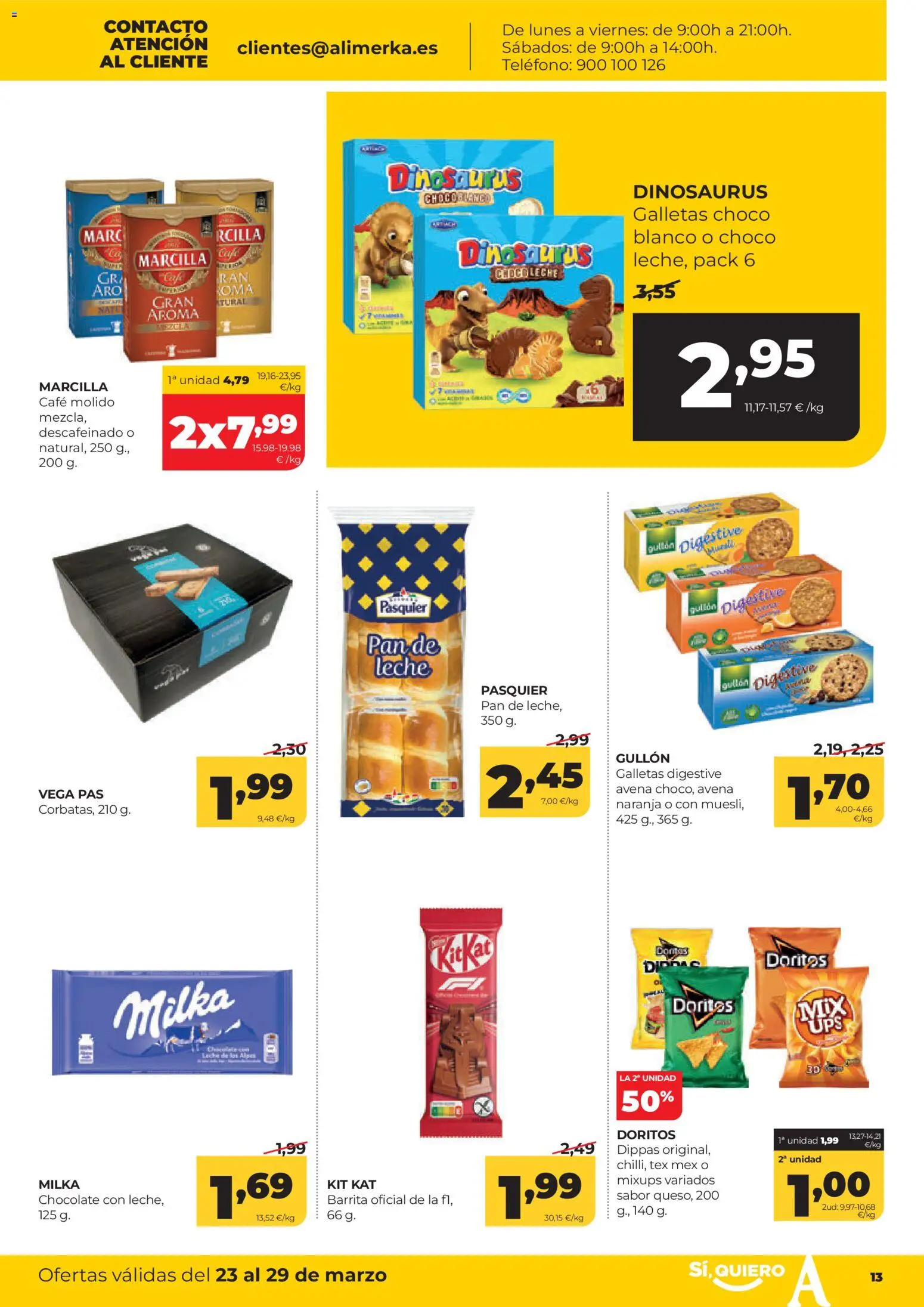 Alimerka folleto Asturias │ válido desde el 23.03.2026 | Página: 13 | Productos: Pan, Café molido, Galletas, Pan de leche