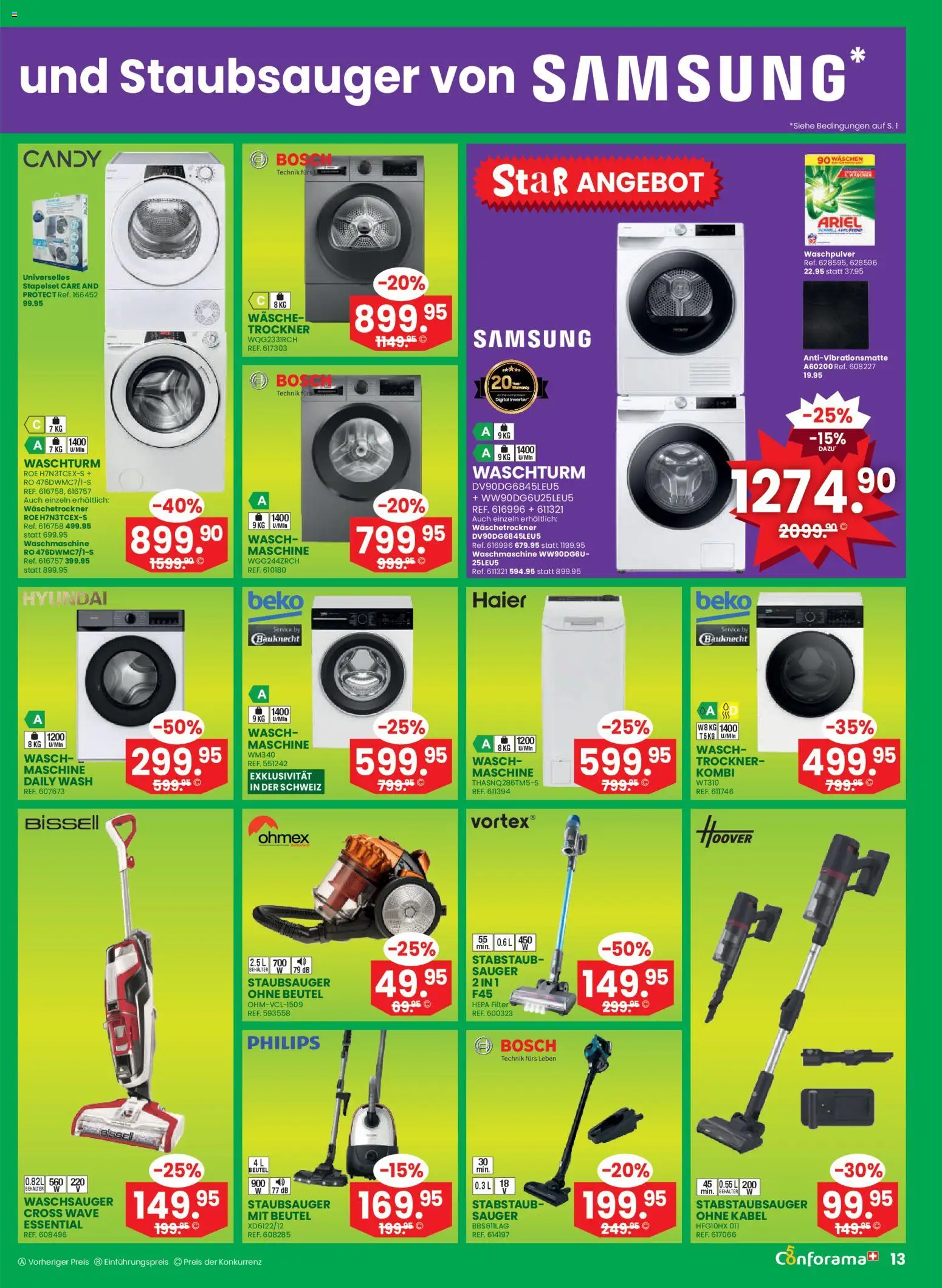 Conforama aktionen – gültig ab 08.04.2026 | Seite: 13 | Produkte: Kabel, Trockner, Staubsauger, Philips