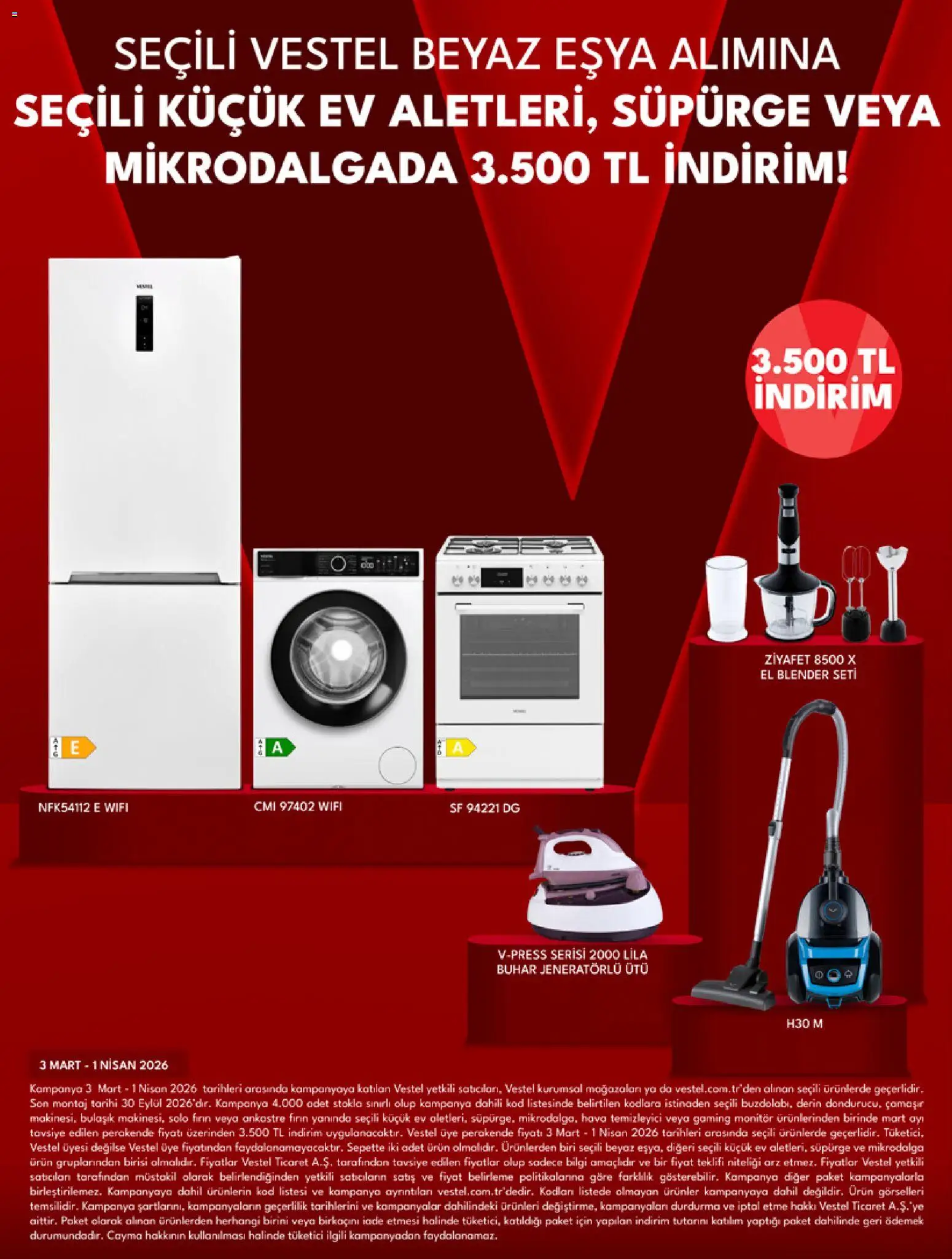 Vestel Katalog - 01.03.2026 tarihinden itibaren geçerlidir | Sayfa: 9 | Ürünler: Kurutma makinesi, Buzdolabı, Dondurucu