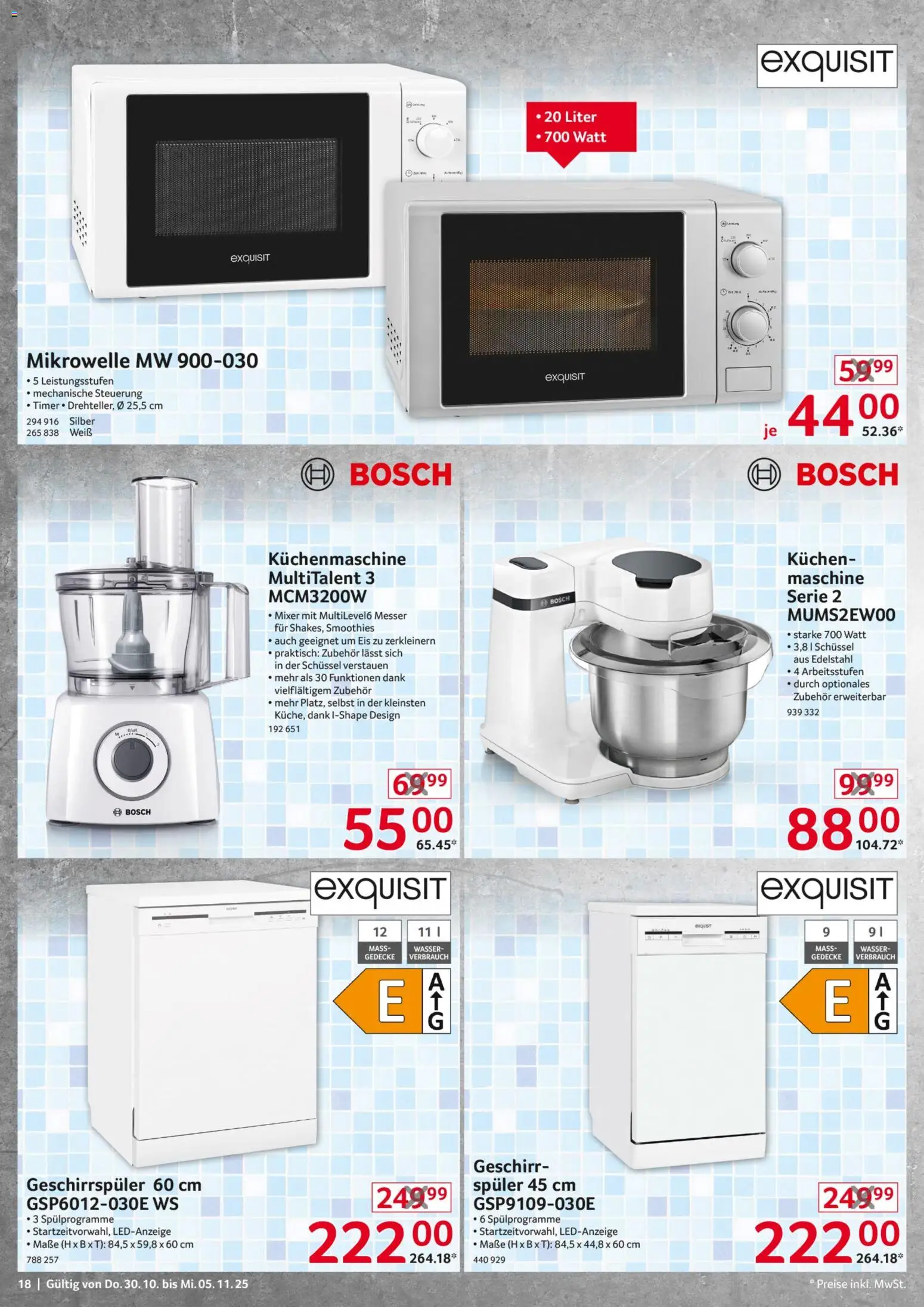 Selgros  Non Food – gültig ab 30.10.2025 | Seite: 18 | Produkte: Bosch, Mikrowelle, Geschirrspüler, Kuchen
