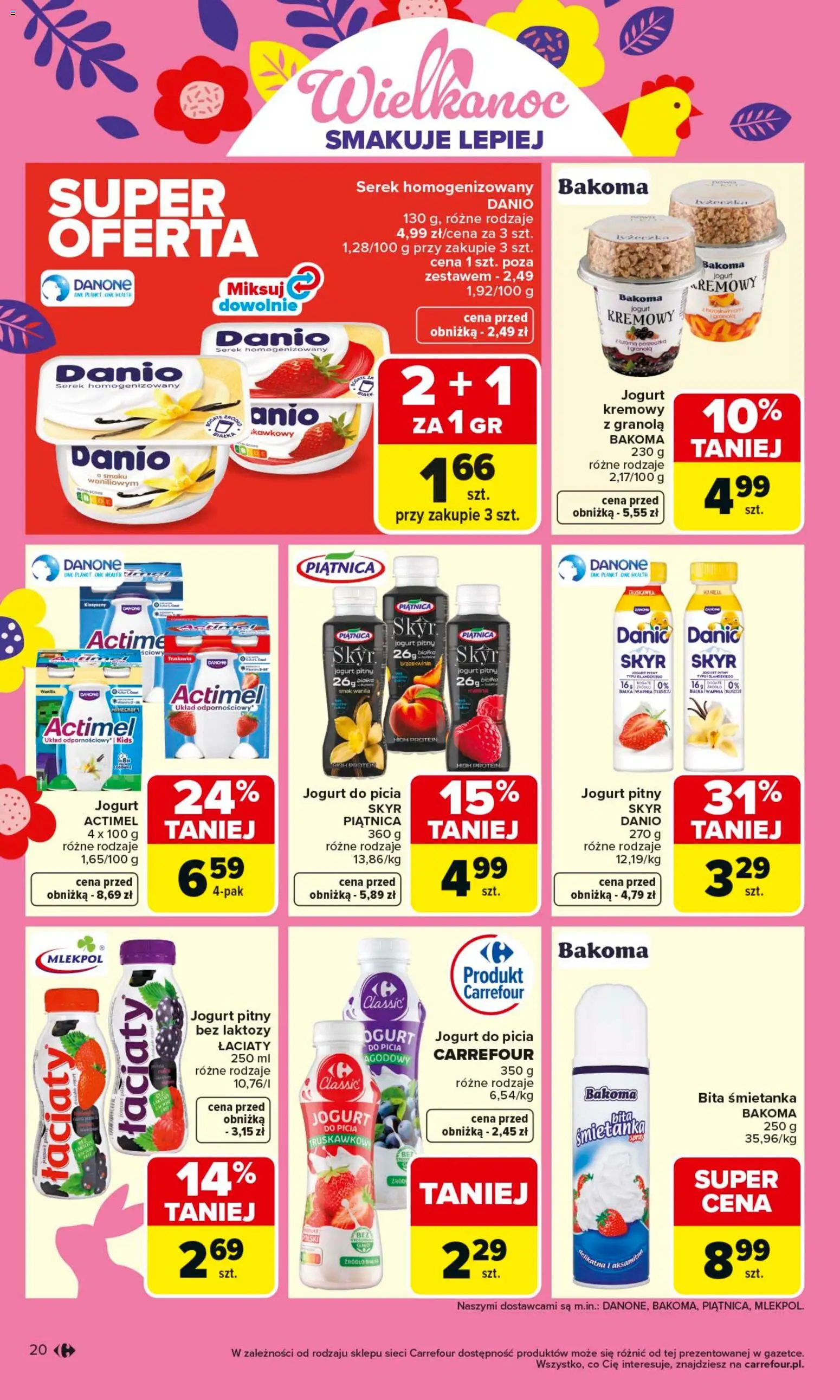 Carrefour gazetka od 16.03.2026 | Strona: 22 | Produkty: Brzoskwinia, Bez laktozy, Porzeczka, Jogurt