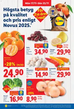 Lidl - erbjudanden - Förhandsvisning av reklamblad från butik Lidl aktuell från 17.11.2025 | Sida: 2 | Produkter: Champinjoner, Gul lök, Broccoli